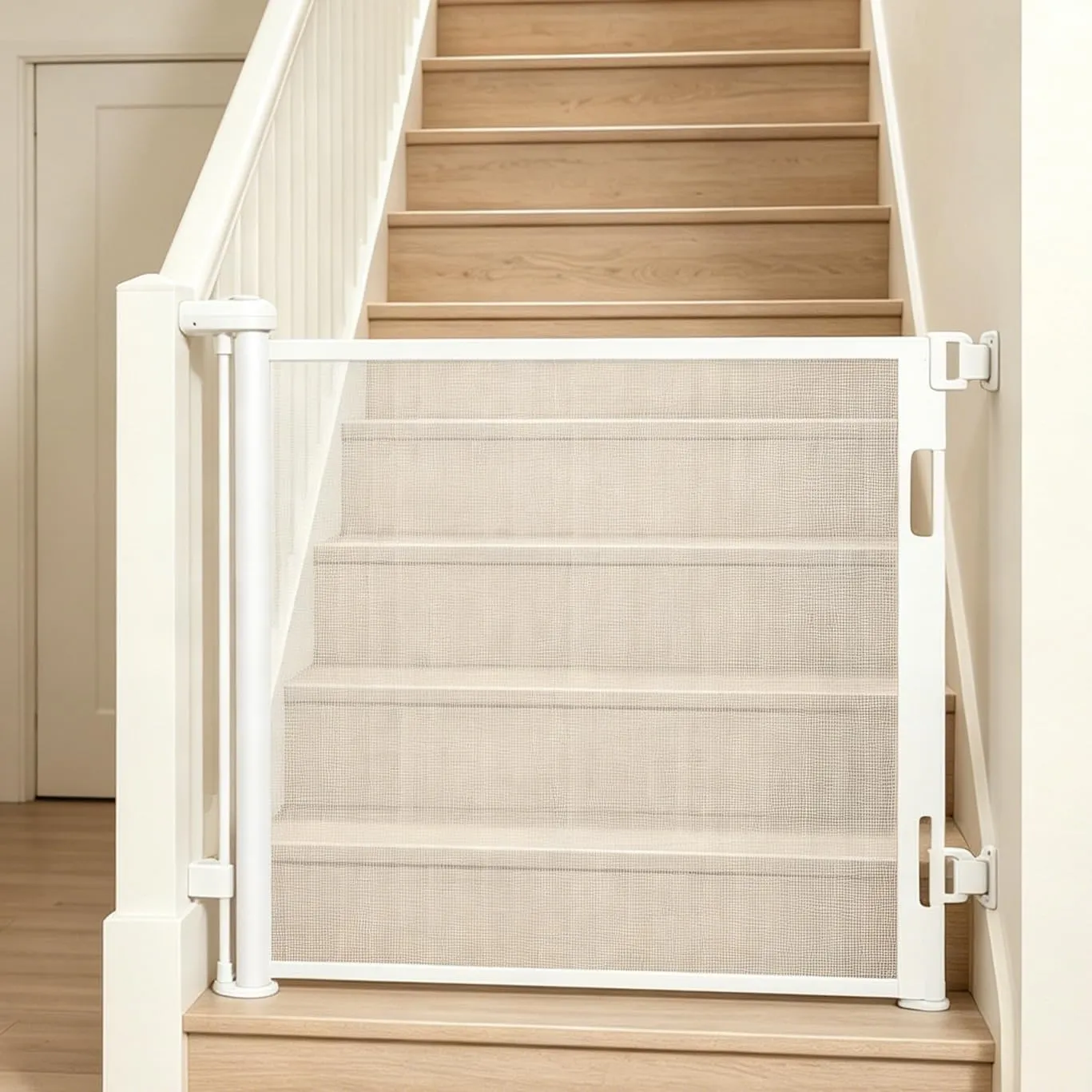 Dioxide Cancelletto di Sicurezza Retrattile per Bambini, 0-150 cm, Cancelletto di Sicurezza per Cani, Cancello Bambini Adatto per Scale, Cancello per Bambino Corridoi, Interni ed Esterni (Bianco) - immagine 1
