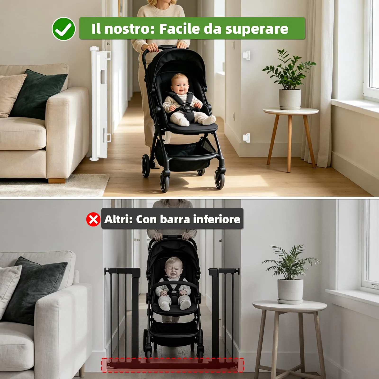 Dioxide Cancelletto di Sicurezza Retrattile per Bambini, 0-150 cm, Cancelletto di Sicurezza per Cani, Cancello Bambini Adatto per Scale, Cancello per Bambino Corridoi, Interni ed Esterni (Bianco) - immagine 5