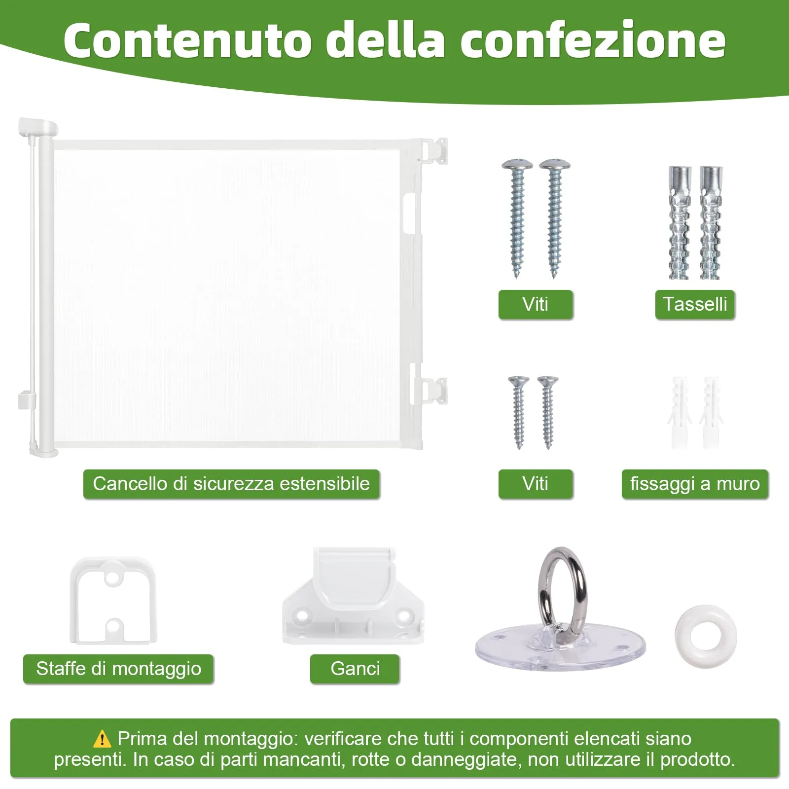 Dioxide Cancelletto di Sicurezza Retrattile per Bambini, 0-150 cm, Cancelletto di Sicurezza per Cani, Cancello Bambini Adatto per Scale, Cancello per Bambino Corridoi, Interni ed Esterni (Bianco) - immagine 9