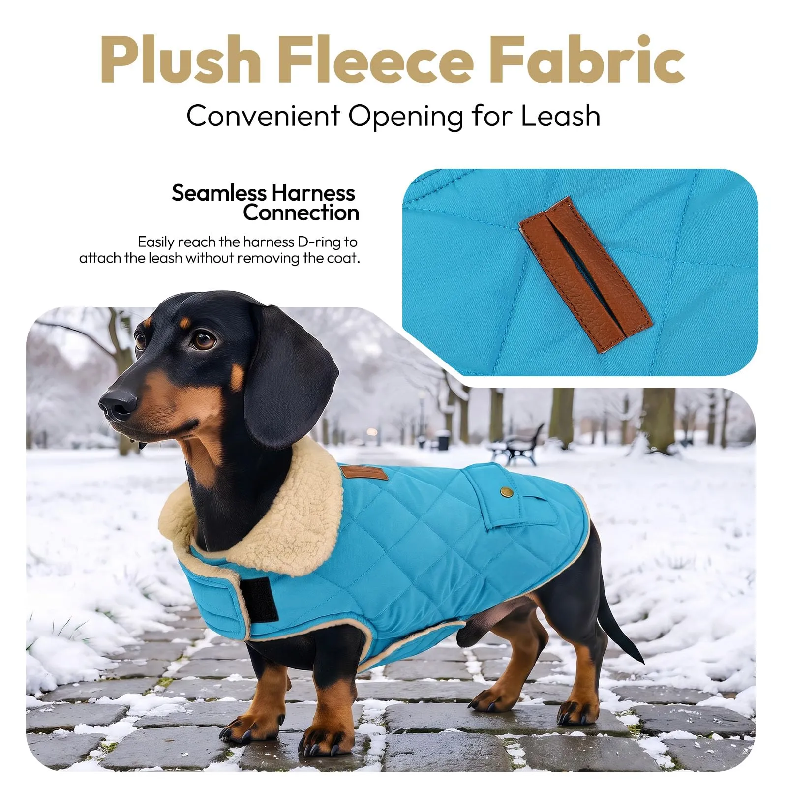 CITÉTOILE Gilet Termico Invernale per Cani in Lana Spessa Blu chiaro M - immagine 4