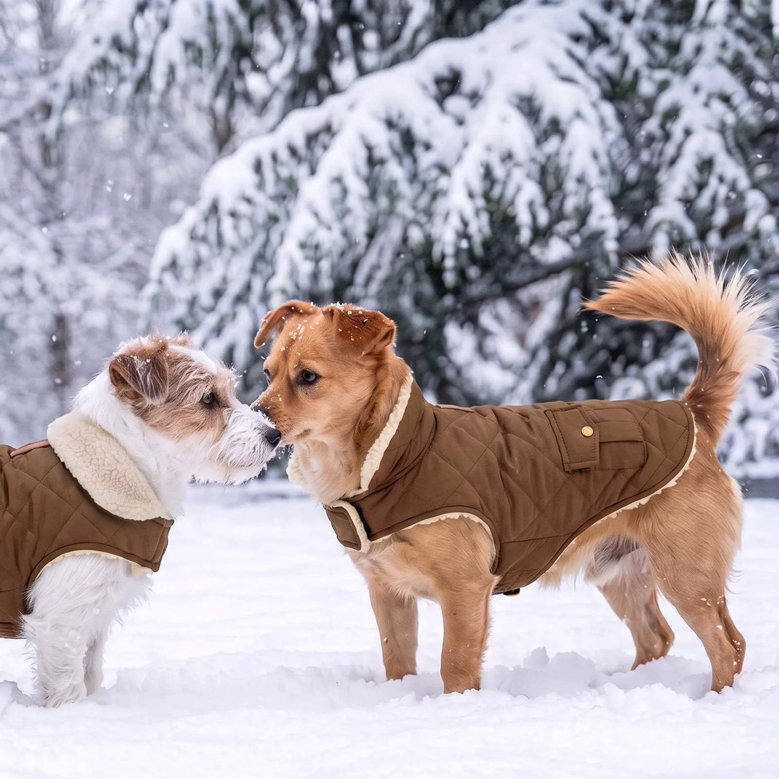 CITÉTOILE Gilet Termico Invernale per Cani in Lana Spessa Marrone scuro L - immagine 6