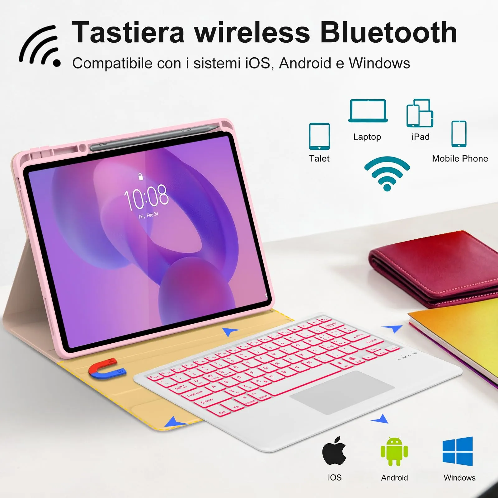 FOGARI Per Lenovo Idea Tab Pro 2025 12.7 Pollici Cover Tastiera - immagine 3