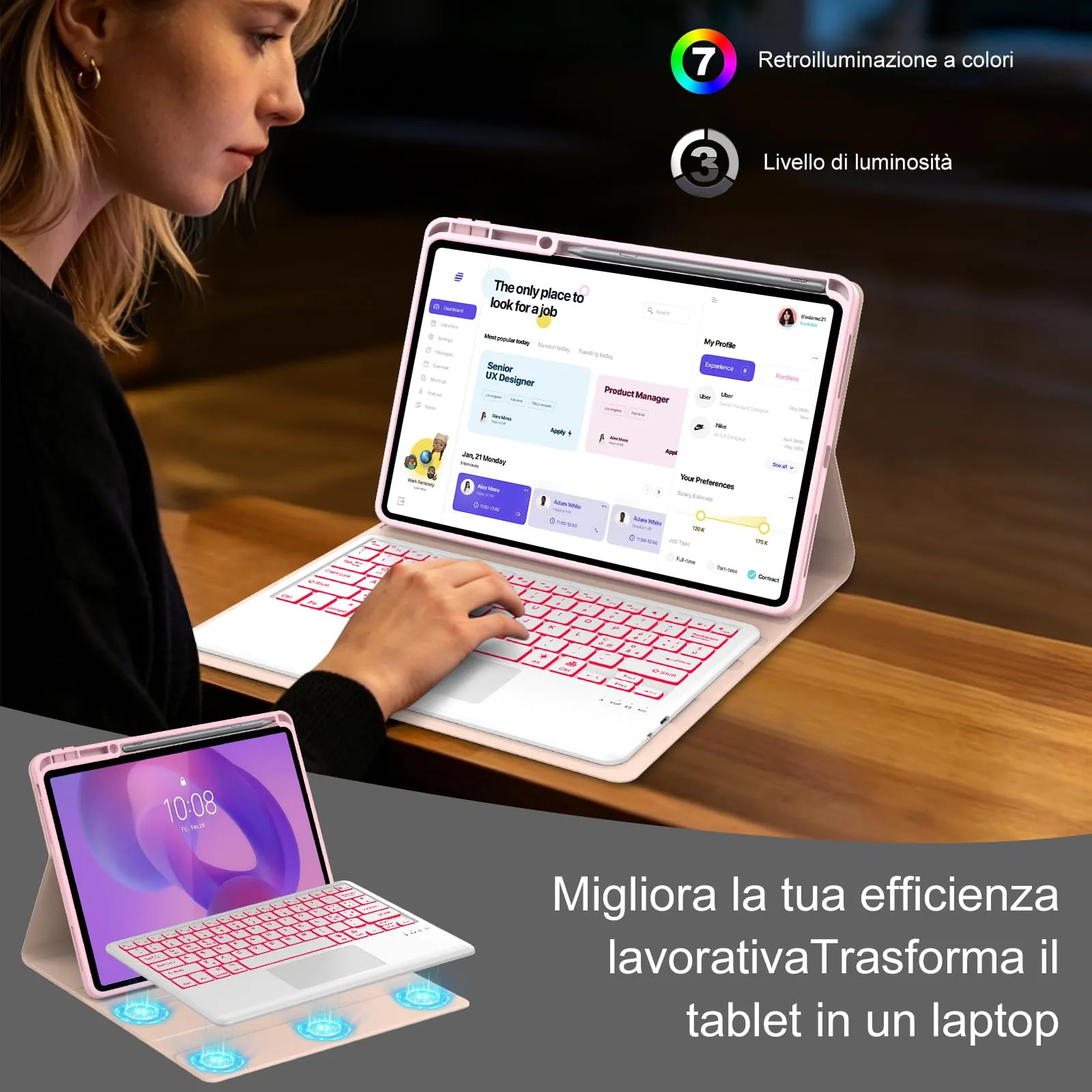 FOGARI Per Lenovo Idea Tab Pro 2025 12.7 Pollici Cover Tastiera - immagine 6