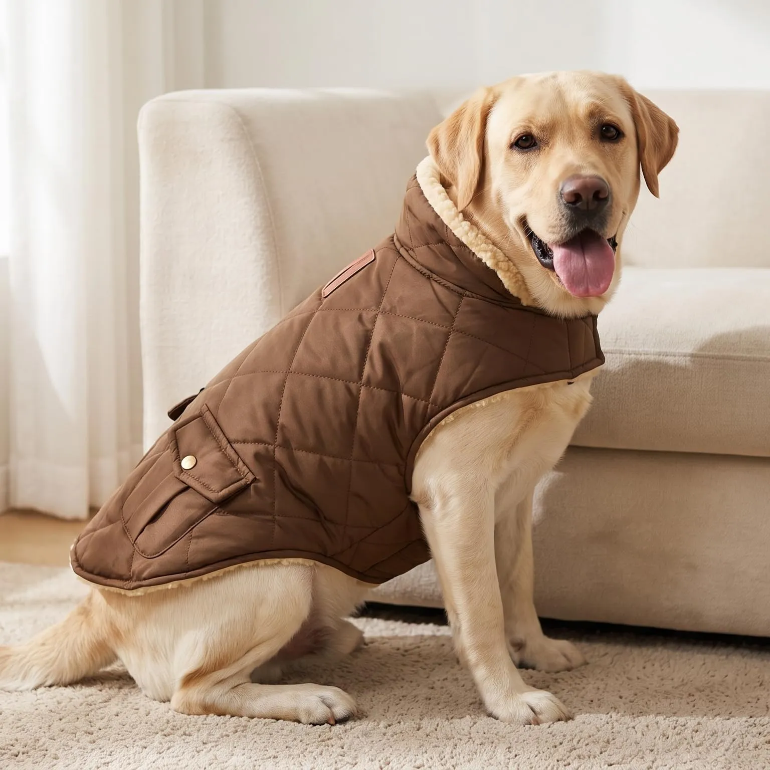 CITÉTOILE Gilet Termico Invernale per Cani in Lana Spessa Marrone scuro XS - immagine 7
