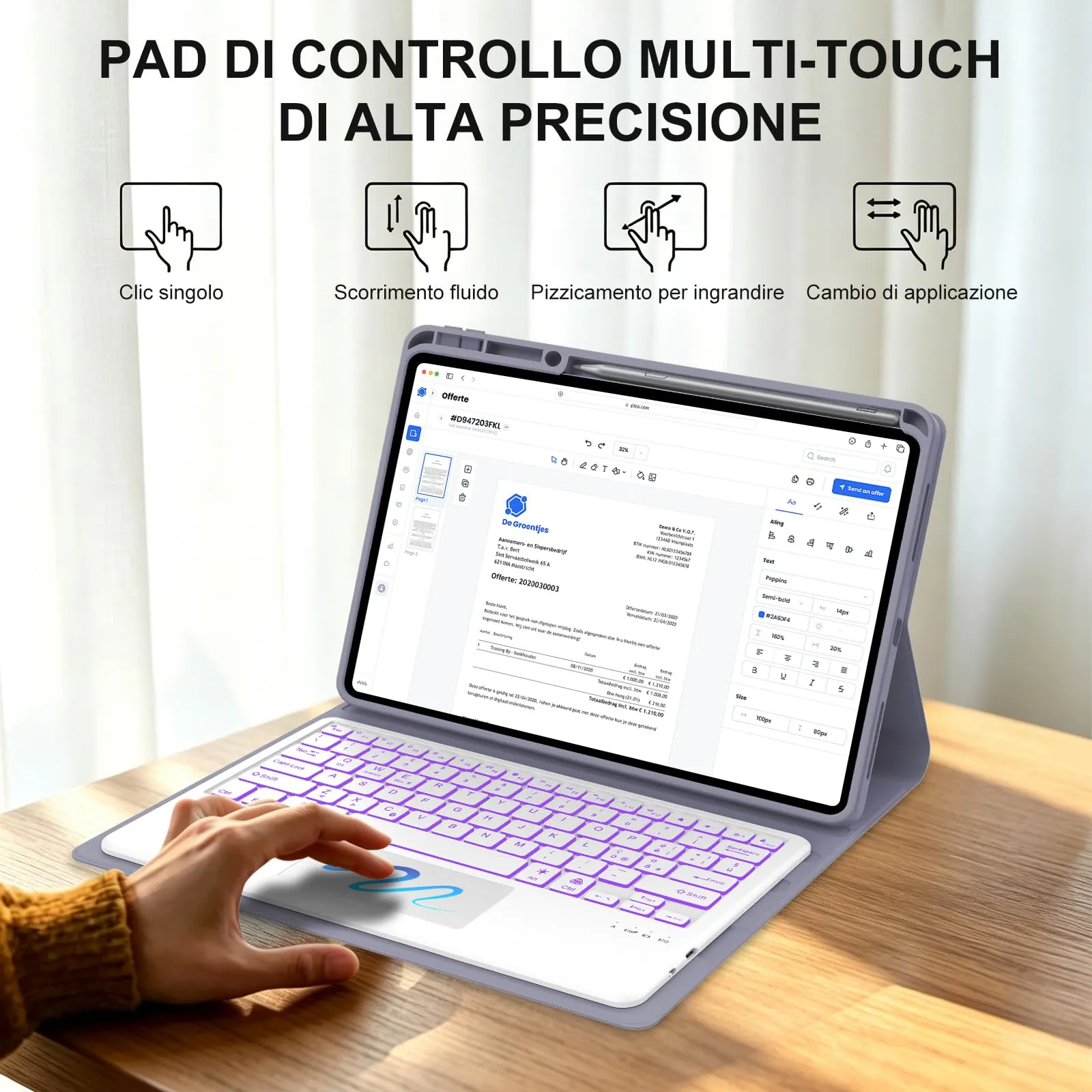 FOGARI Per Lenovo Idea Tab Pro 2025 12.7 Pollici Cover Tastiera - immagine 5