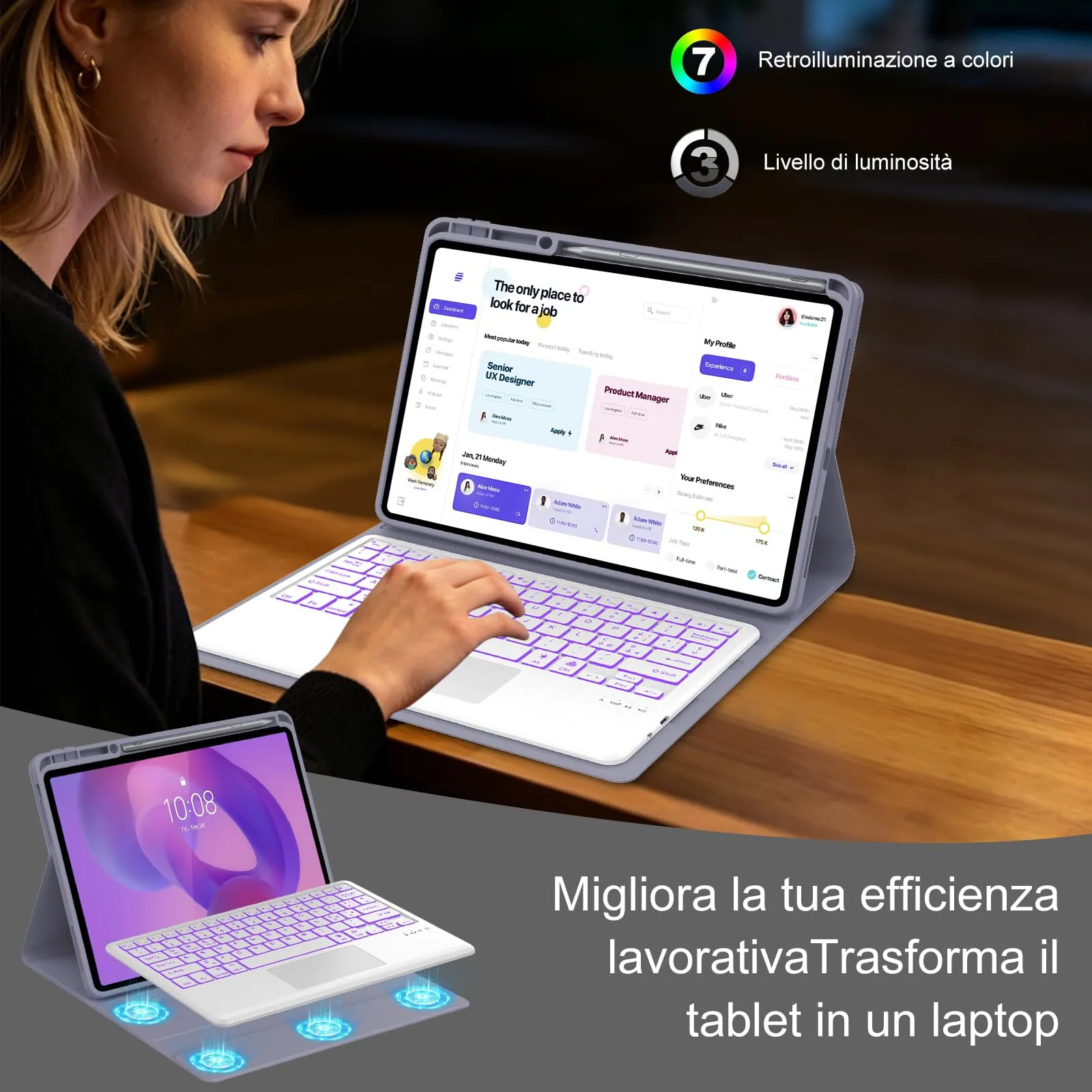 FOGARI Per Lenovo Idea Tab Pro 2025 12.7 Pollici Cover Tastiera - immagine 6
