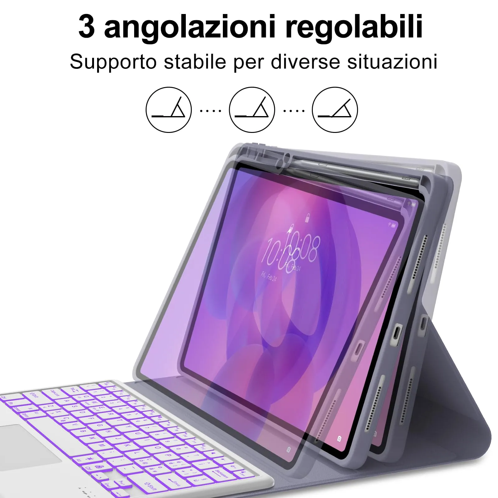 FOGARI Per Lenovo Idea Tab Pro 2025 12.7 Pollici Cover Tastiera - immagine 8
