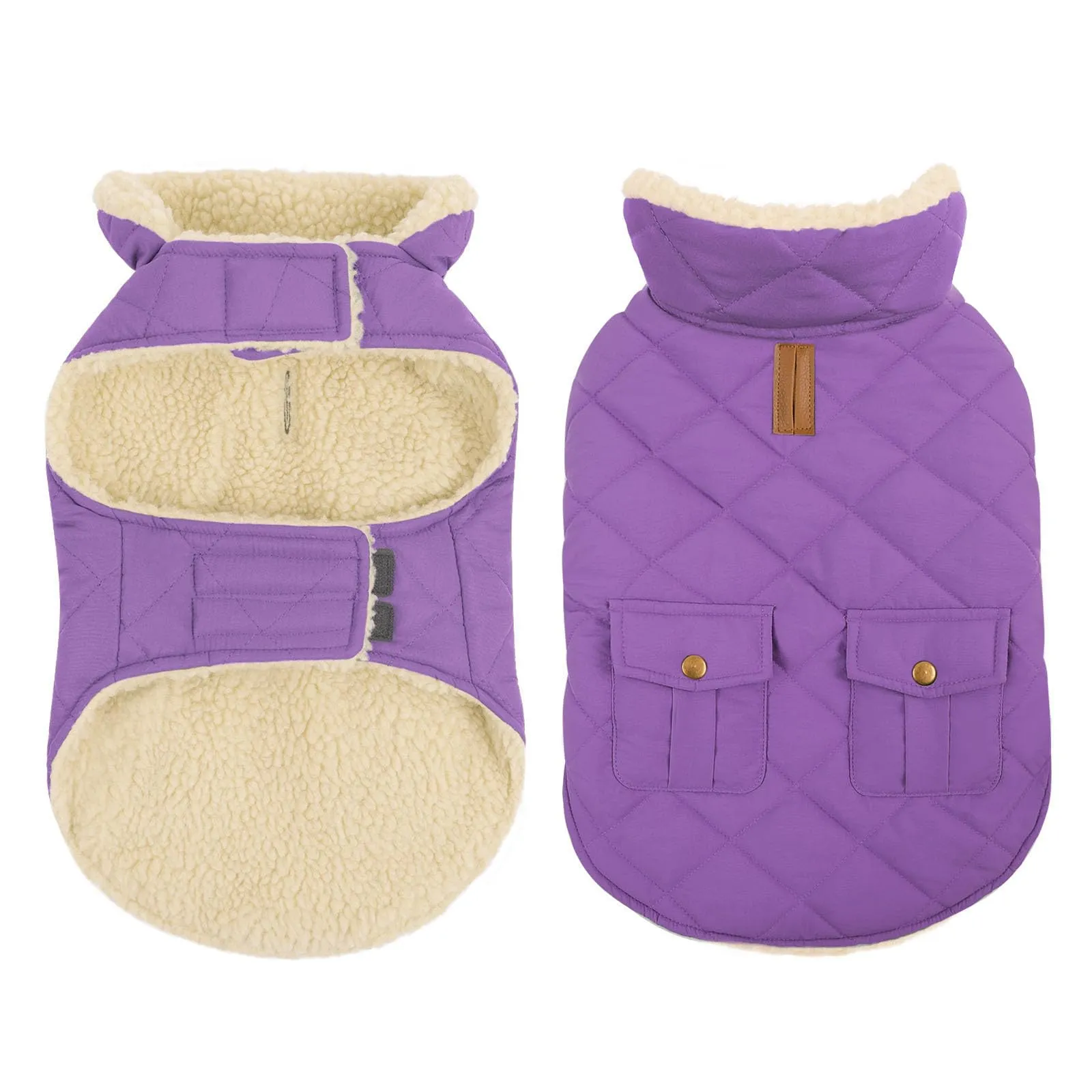 CITÉTOILE Gilet Termico Invernale per Cani in Lana Spessa Violetta scura M - immagine 1