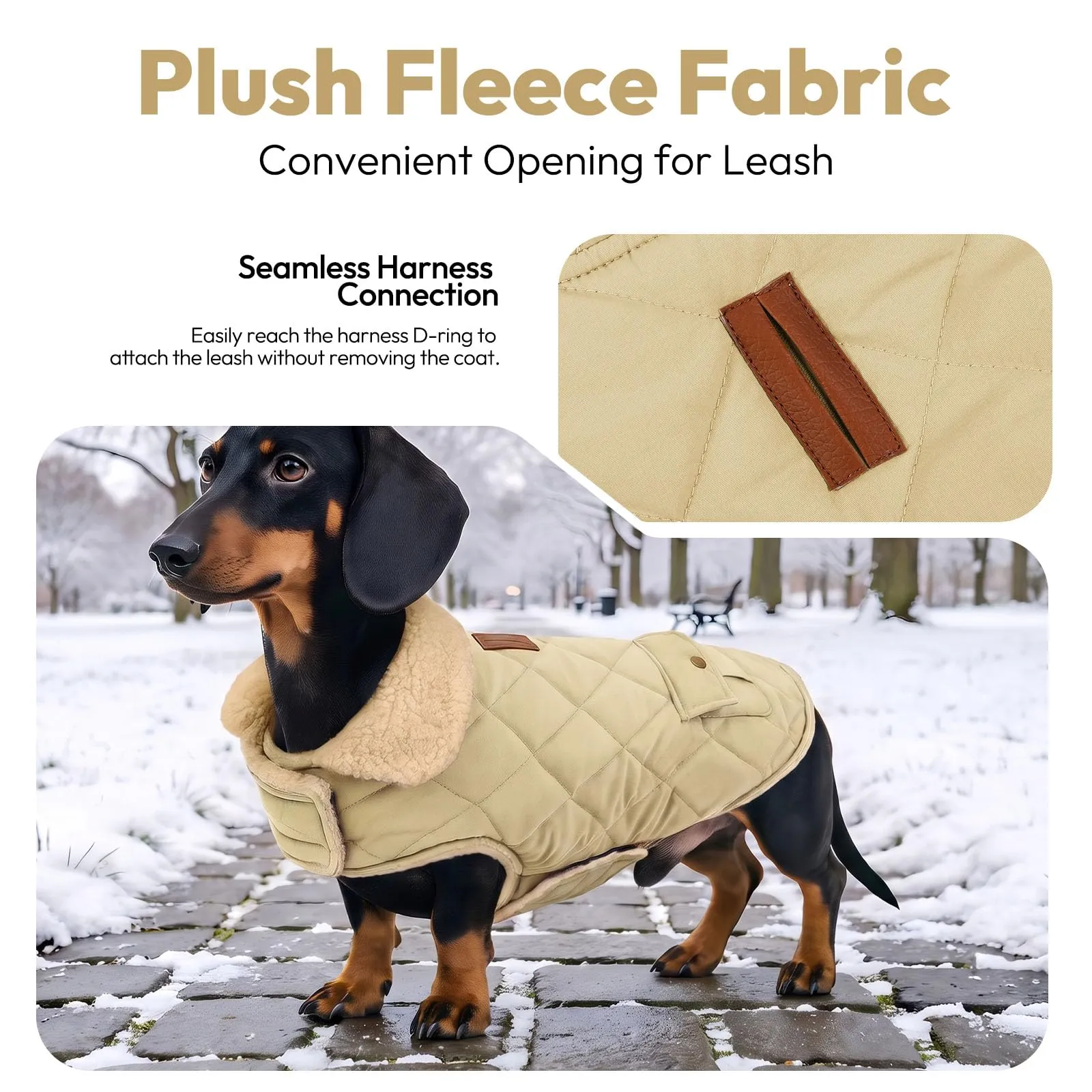 CITÉTOILE Gilet Termico Invernale per Cani in Lana Spessa Beige S - immagine 4