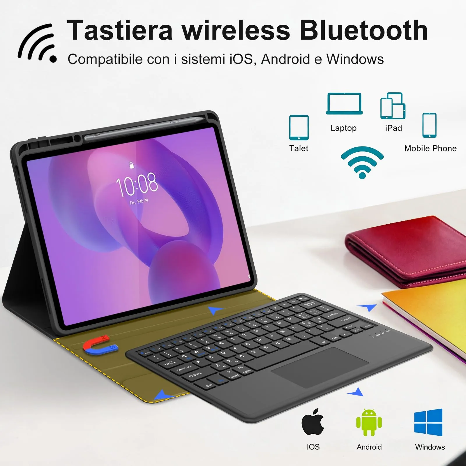 FOGARI Per Lenovo Idea Tab Pro 2025 12.7 Pollici Cover Tastiera - immagine 3