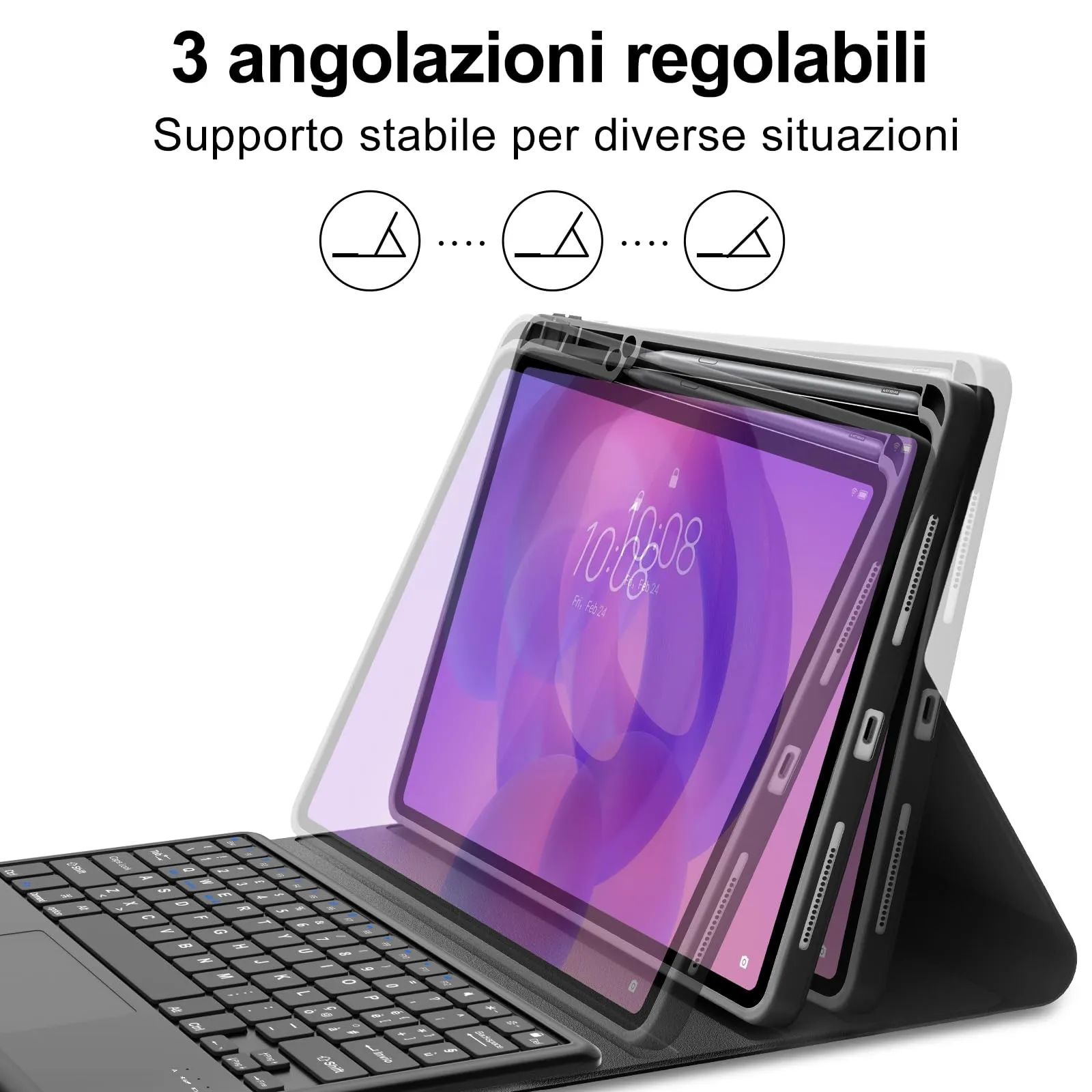 FOGARI Per Lenovo Idea Tab Pro 2025 12.7 Pollici Cover Tastiera - immagine 7