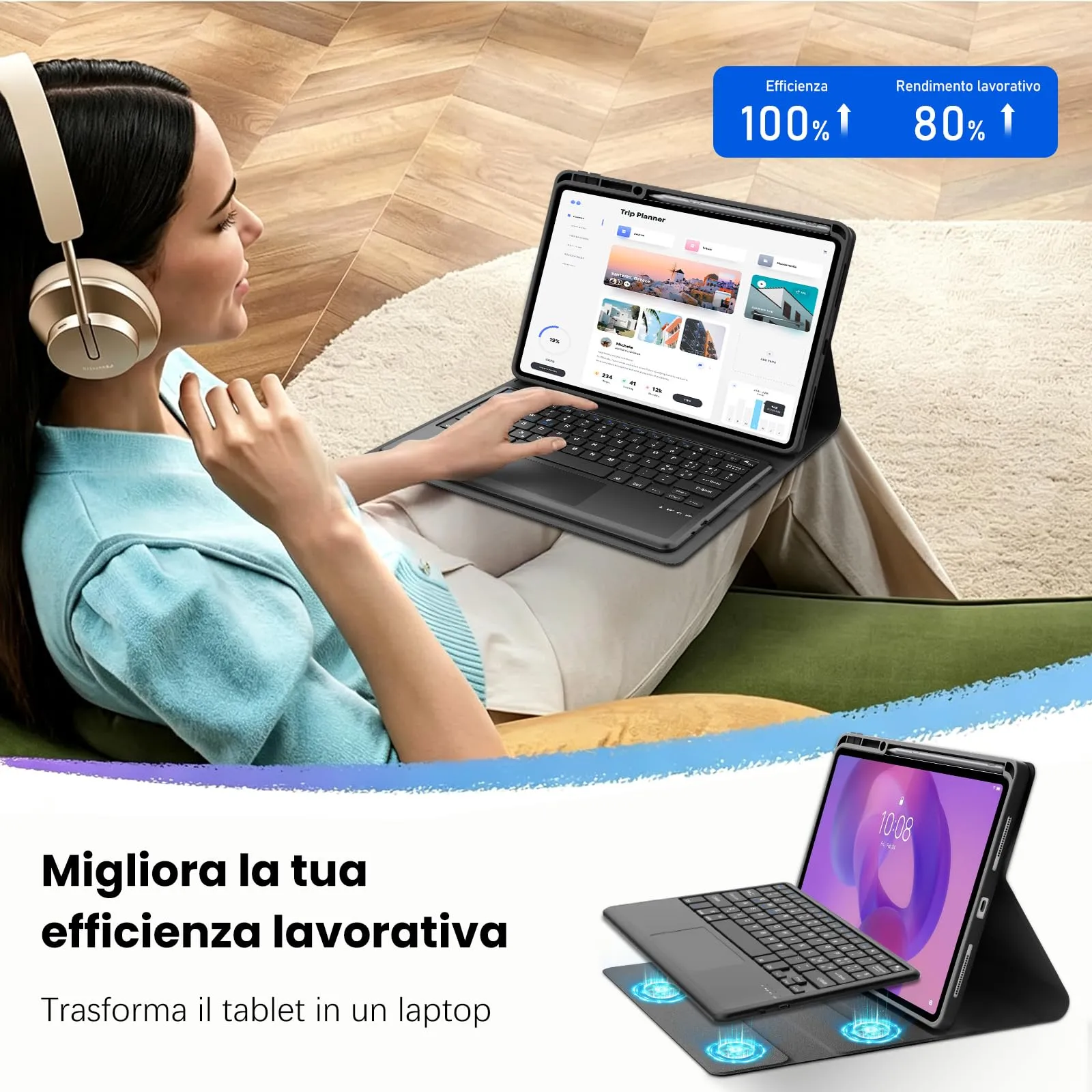 FOGARI Per Lenovo Idea Tab Pro 2025 12.7 Pollici Cover Tastiera - immagine 8