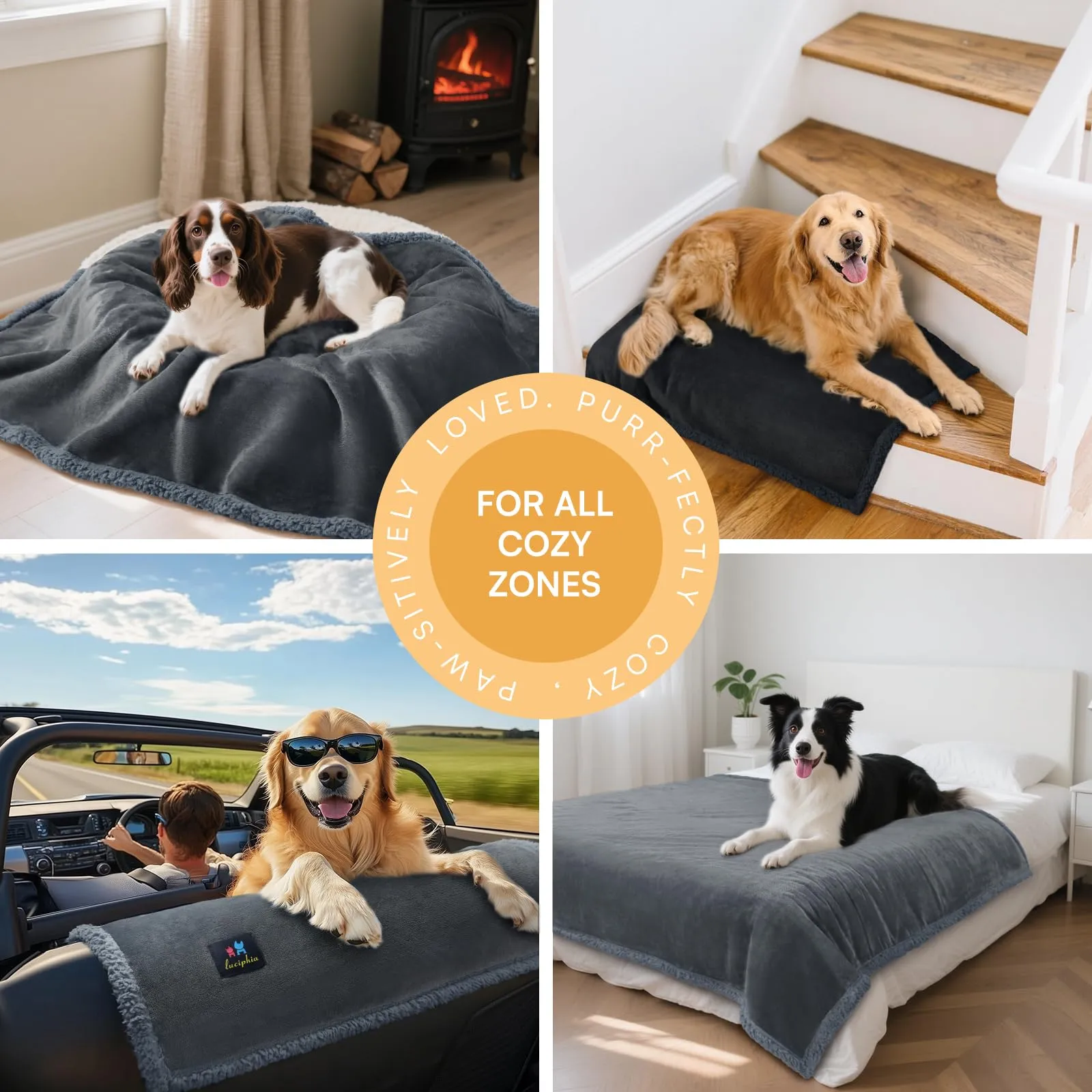 luciphia Coperta Impermeabile per Cani, Lavabile Coperta per Cani Gatti, Anti-Pipì di Grandi Dimensioni, Protezione del Divano in Pile Sherpa per Cani Grigio XL (145 * 216cm) - immagine 5