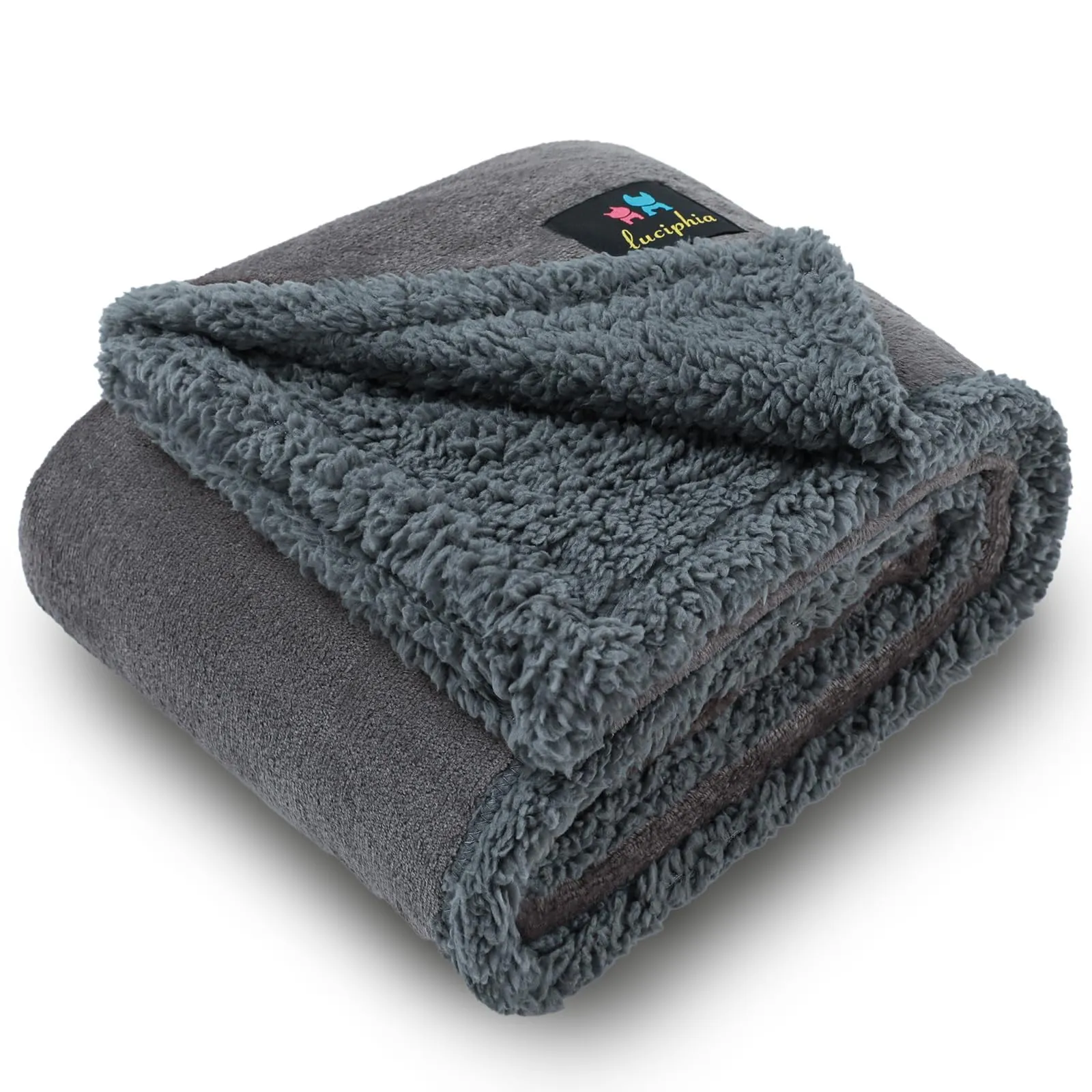 luciphia Coperta Impermeabile per Cani, Lavabile Coperta per Cani Gatti, Anti-Pipì di Grandi Dimensioni, Protezione del Divano in Pile Sherpa per Cani Grigio Chiaro S (71 * 102cm) - immagine 1
