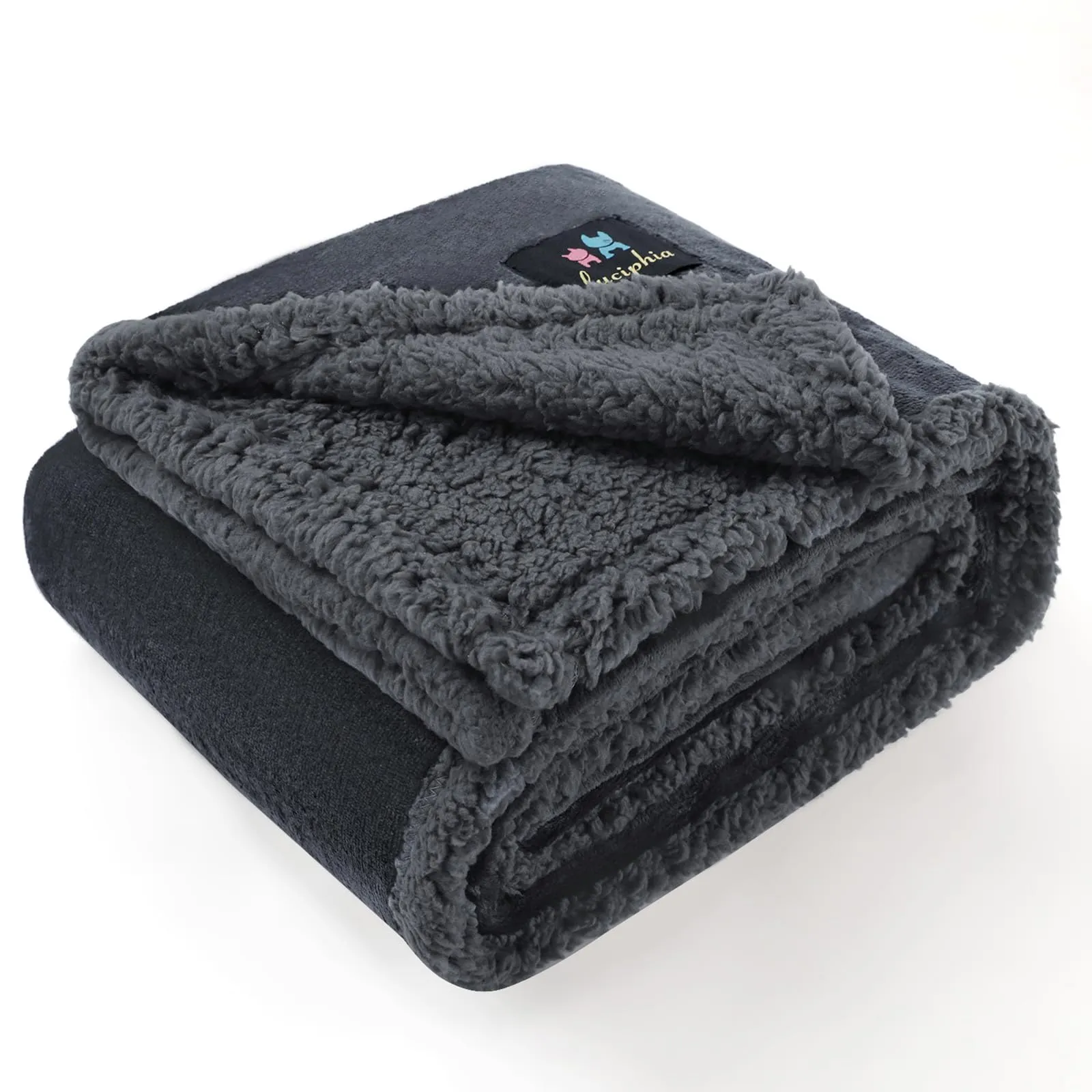luciphia Coperta Impermeabile per Cani, Lavabile Coperta per Cani Gatti, Anti-Pipì di Grandi Dimensioni, Protezione del Divano in Pile Sherpa per Cani Grigio M (102 * 145cm) - immagine 1