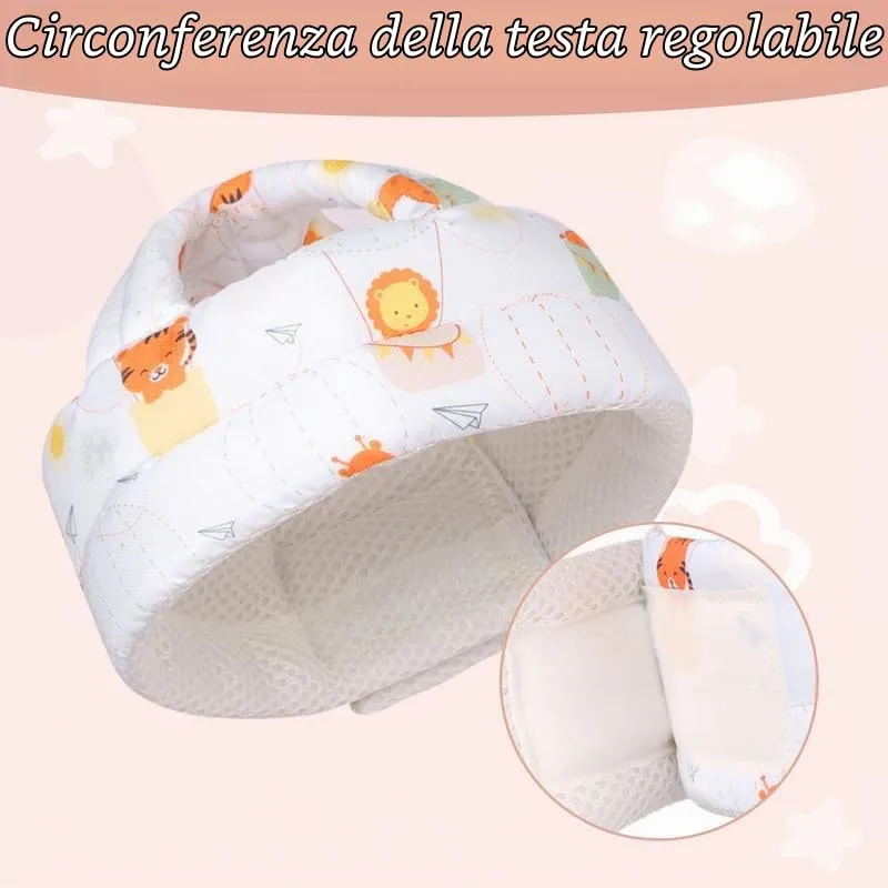 HAGOT Caschetto Primi Passi, Primi Passi Per Bambini Neonati, Protezione Anticollisione Regolabile e Traspirante, con Ginocchiere (Rosa Zoo) - immagine 3