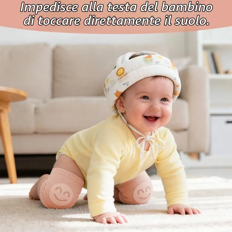 HAGOT Caschetto Primi Passi, Primi Passi Per Bambini Neonati, Protezione Anticollisione Regolabile e Traspirante, con Ginocchiere (Rosa Zoo) - immagine 6