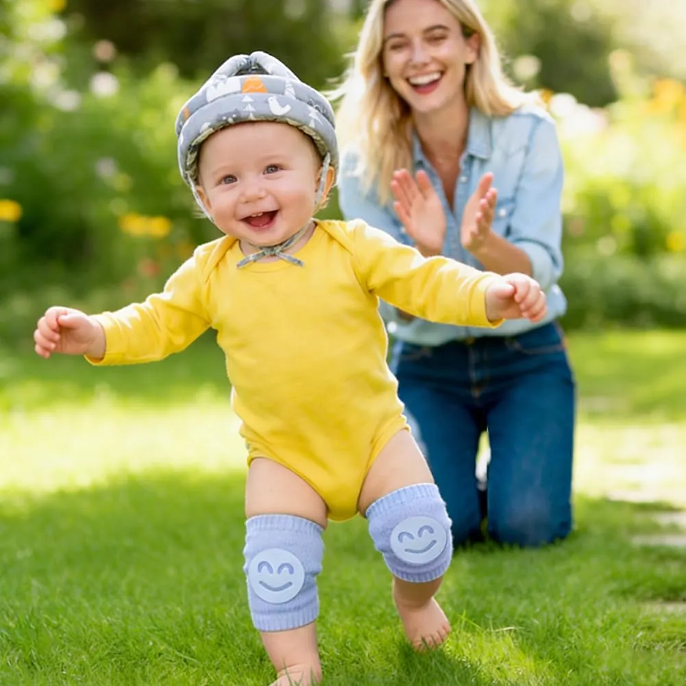HAGOT Caschetto Primi Passi, Primi Passi Per Bambini Neonati, Protezione Anticollisione Regolabile e Traspirante, con Ginocchiere (Grigio) - immagine 7