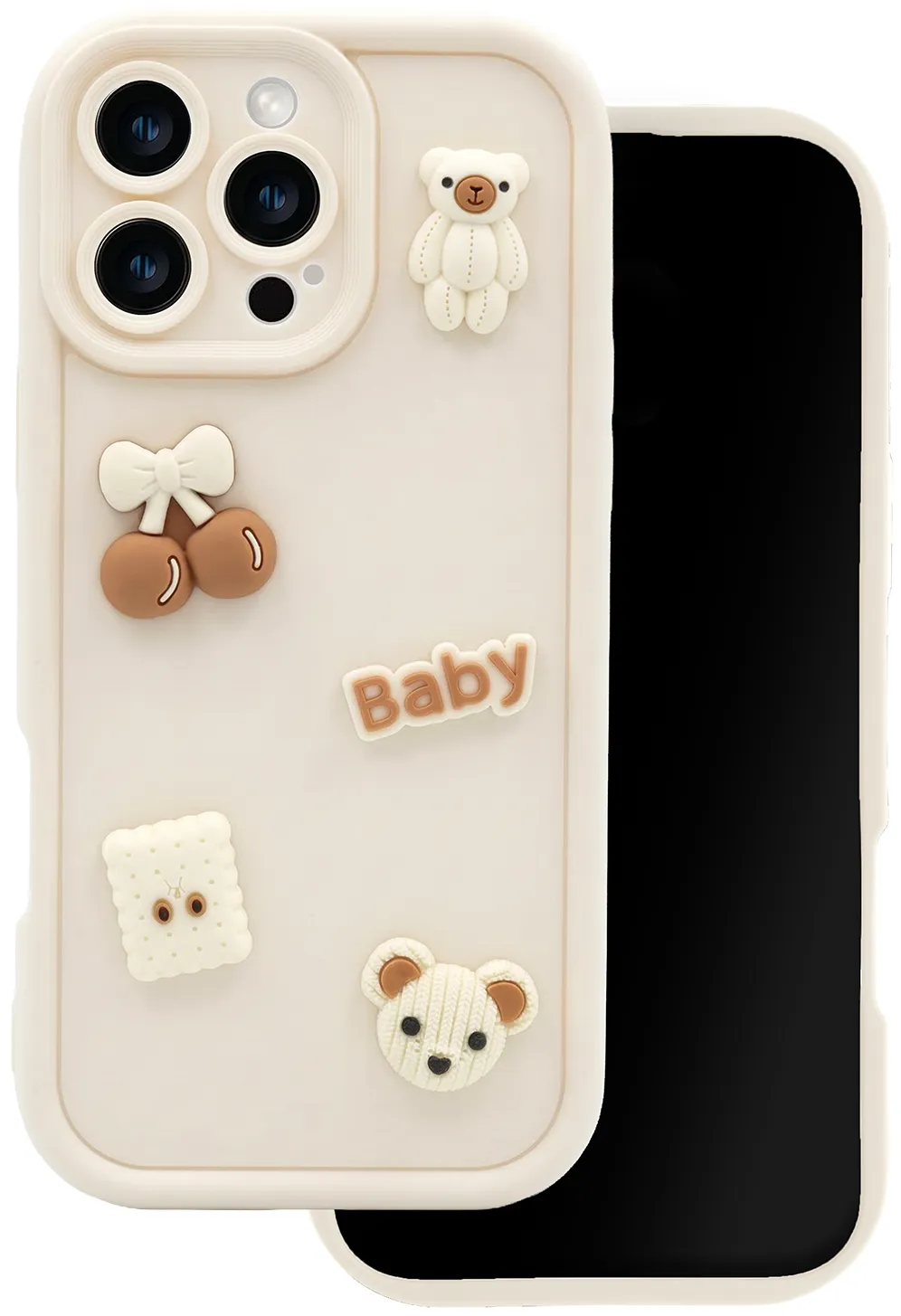 Custodia per Samsung Galaxy S25 S931, OEM, Ultra Trendy 3D Bear, Beige - immagine 1