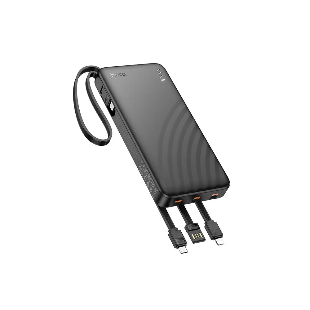 Batteria Esterna HOCO J146, 10000mAh, 10W, 1 x Lightning - 1 x microUSB - 1 x USB-A - 1 x USB-C, Nera - immagine 1