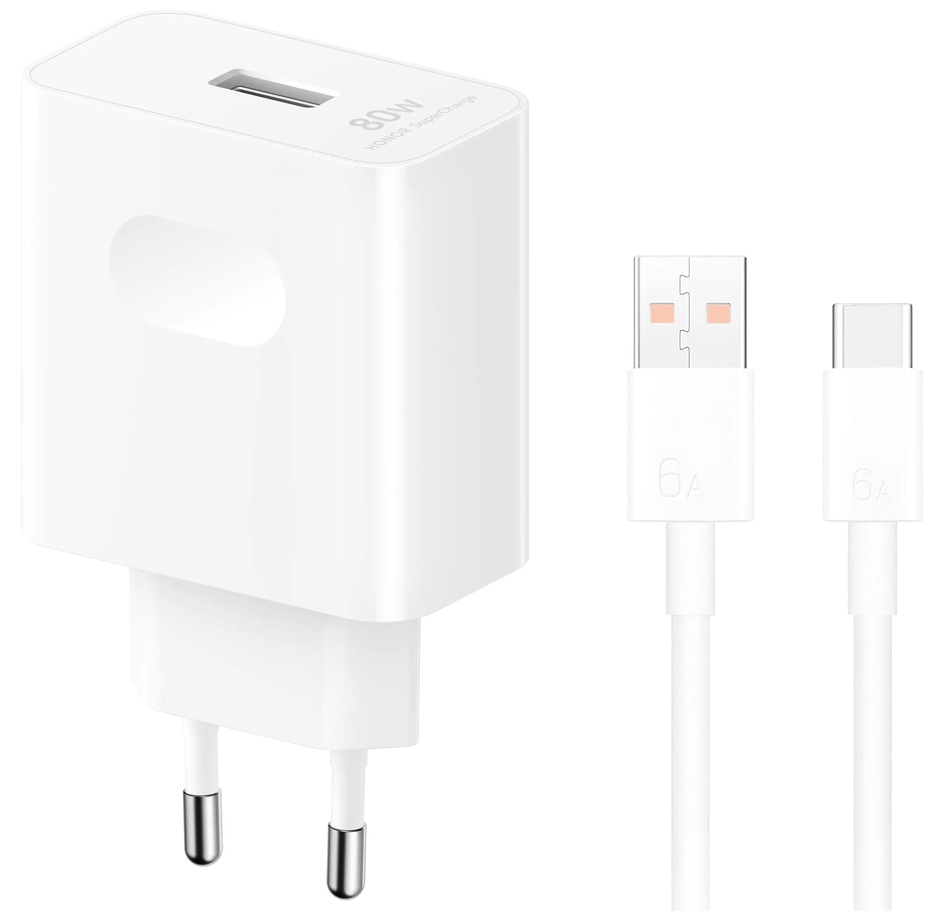 Caricatore da Rete con Cavo USB-C Honor, 80W, 1 x USB-A, Bianco 5503ACLJ - immagine 1
