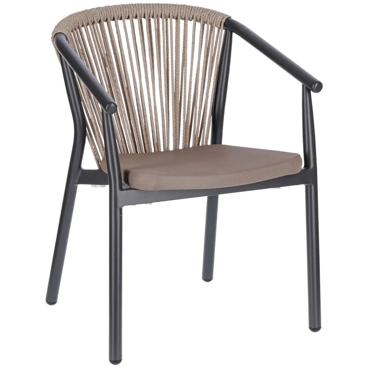 2x VEGA Sedia impilabile da esterno Calvo II; 58x60x79 cm (LxPxH); seduta tortora, struttura antracite; 2 pz. / Pacco - immagine 1