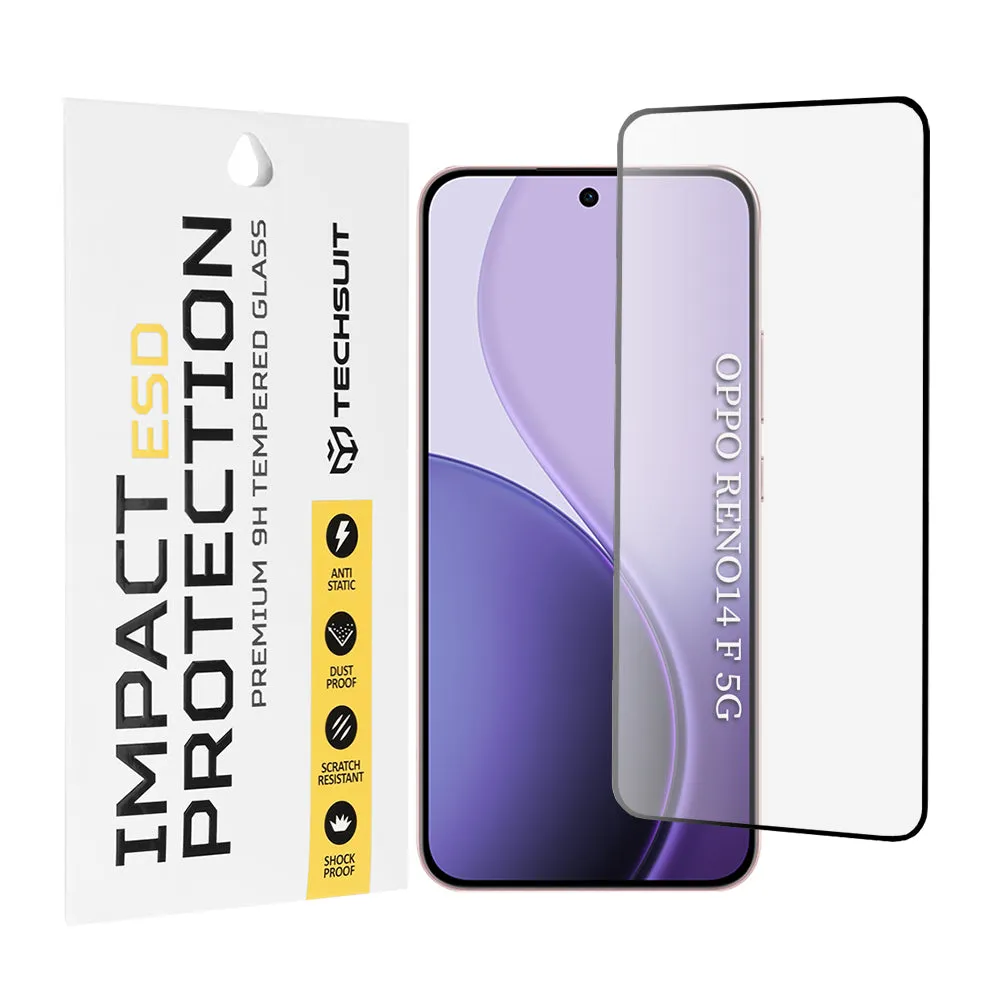 Pellicola protettiva per schermo Techsuit per Oppo Reno14 FS 5G / Reno14 F, Vetro temperato, Full Glue, Nero - immagine 1