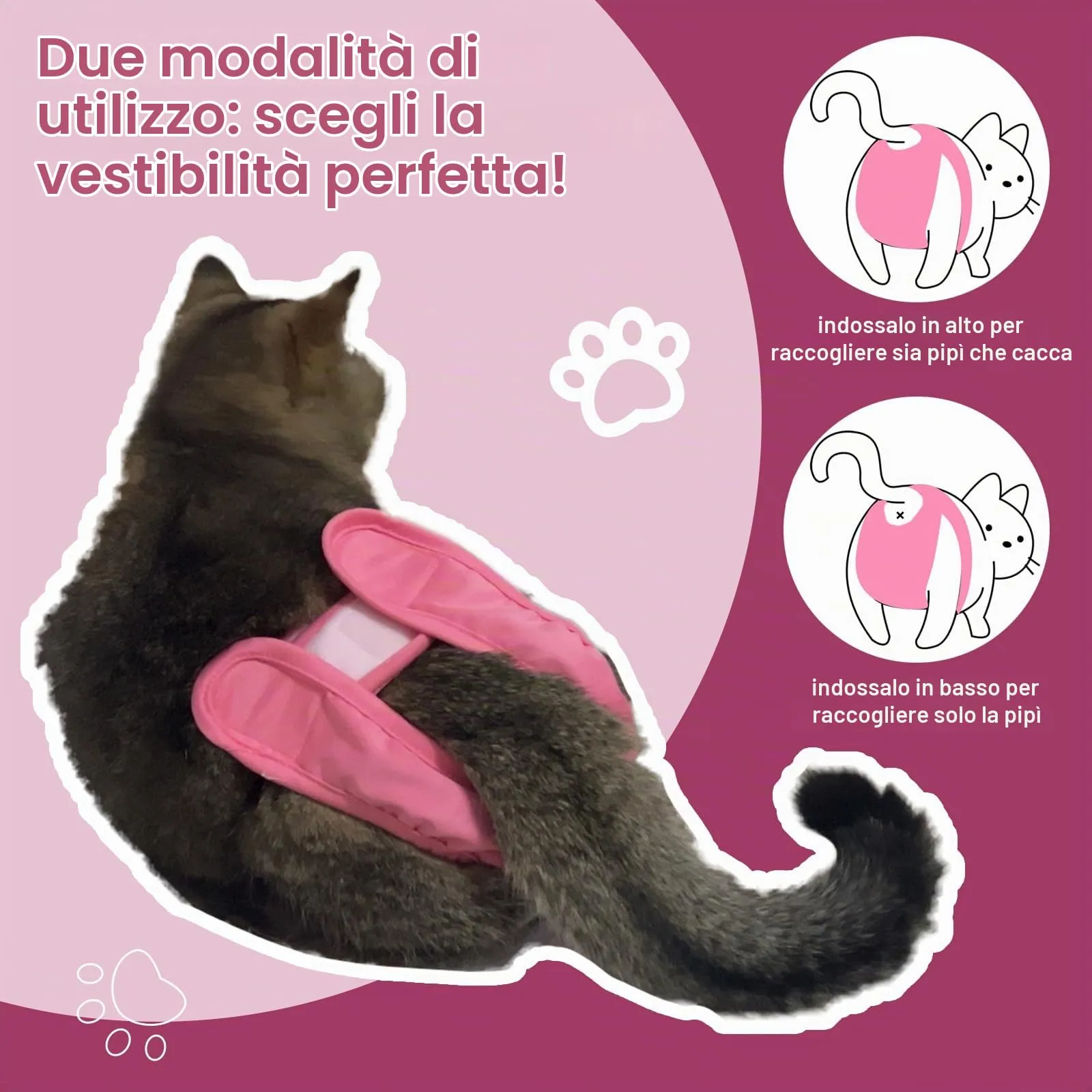 Hisprout, pannolini per gatti riutilizzabili, super assorbenti, lavabili, durevoli, mutande sanitarie con velcro regolabile, 3 pezzi (XS01) - immagine 3