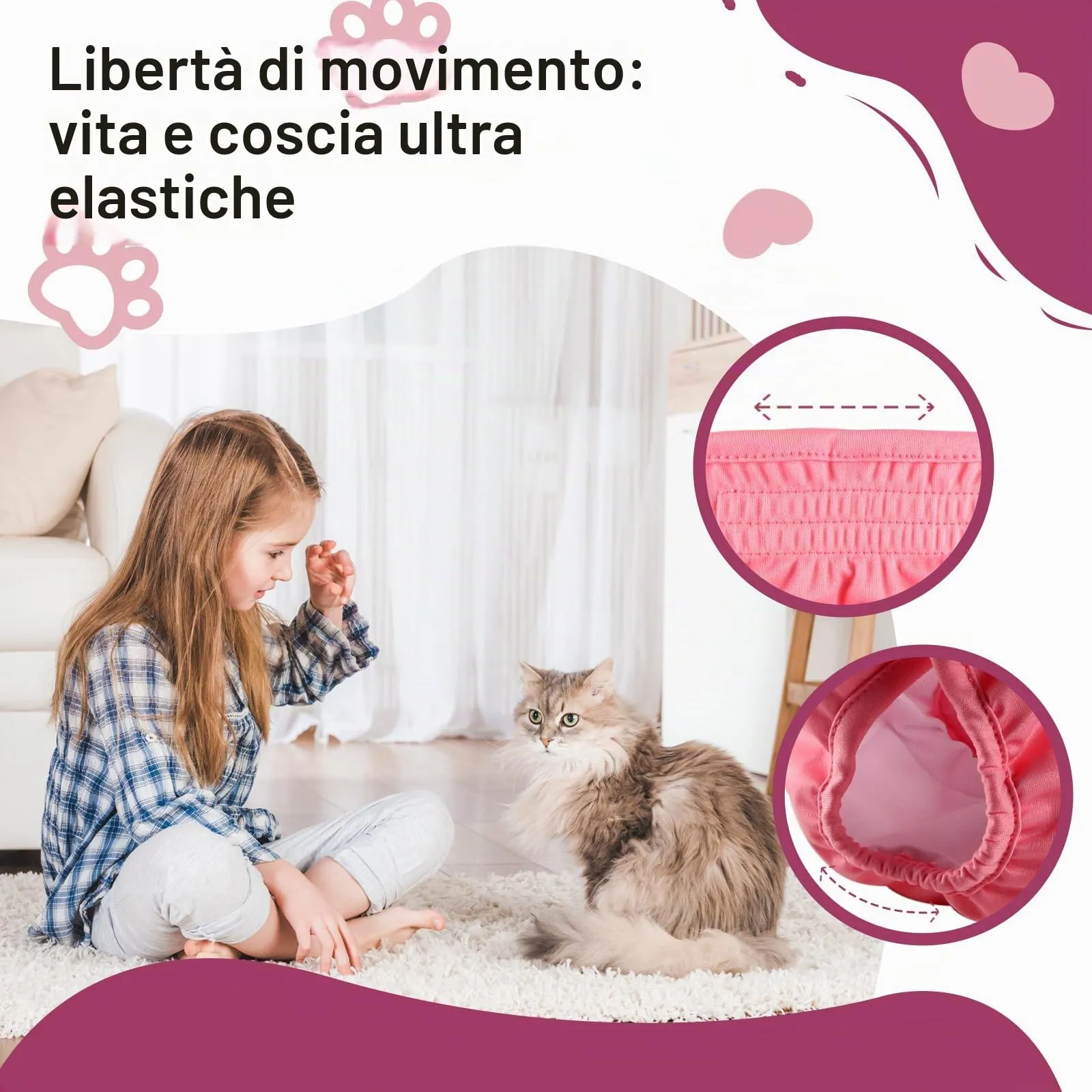 Hisprout, pannolini per gatti riutilizzabili, super assorbenti, lavabili, durevoli, mutande sanitarie con velcro regolabile, 3 pezzi (XS01) - immagine 4