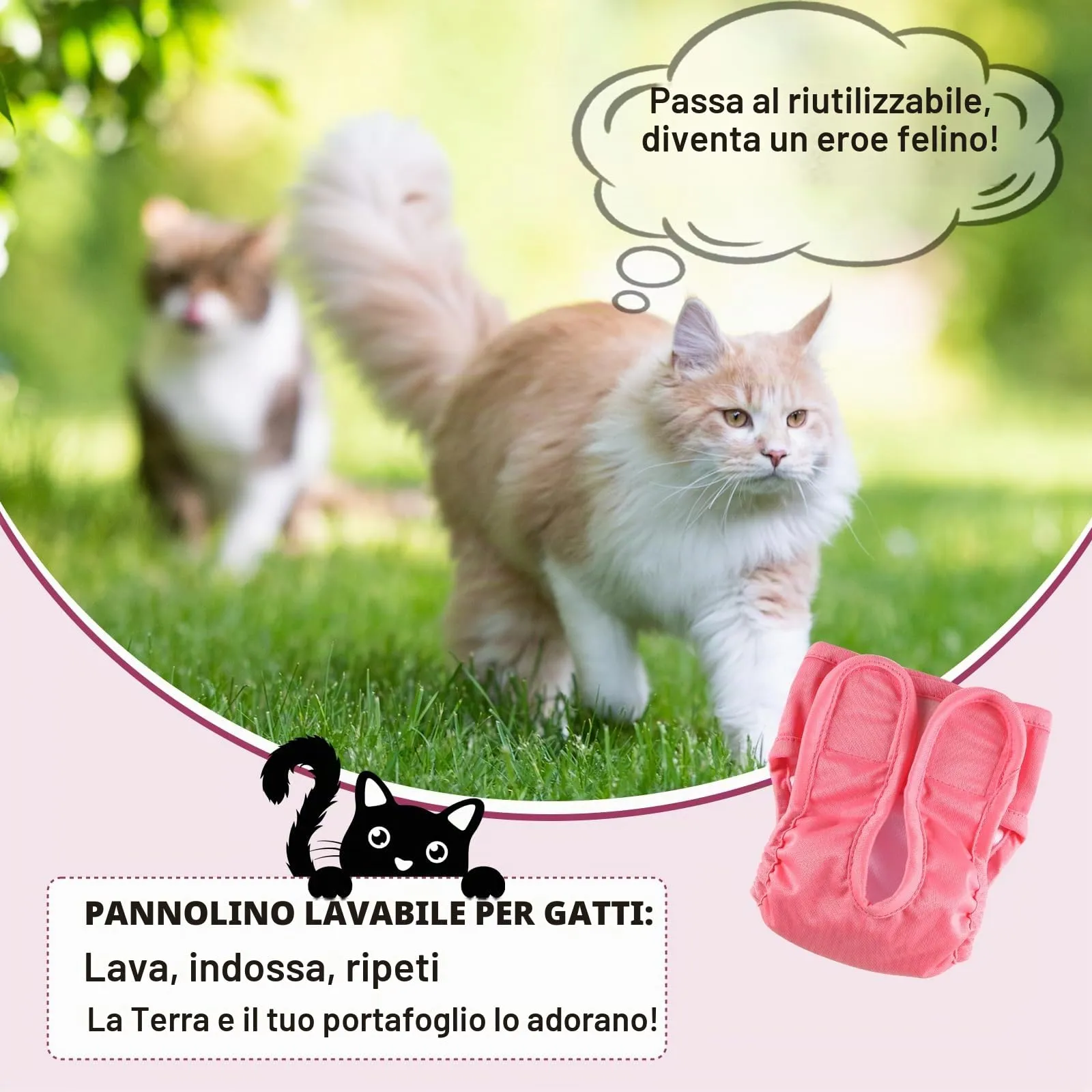Hisprout, pannolini per gatti riutilizzabili, super assorbenti, lavabili, durevoli, mutande sanitarie con velcro regolabile, 3 pezzi (XS01) - immagine 9