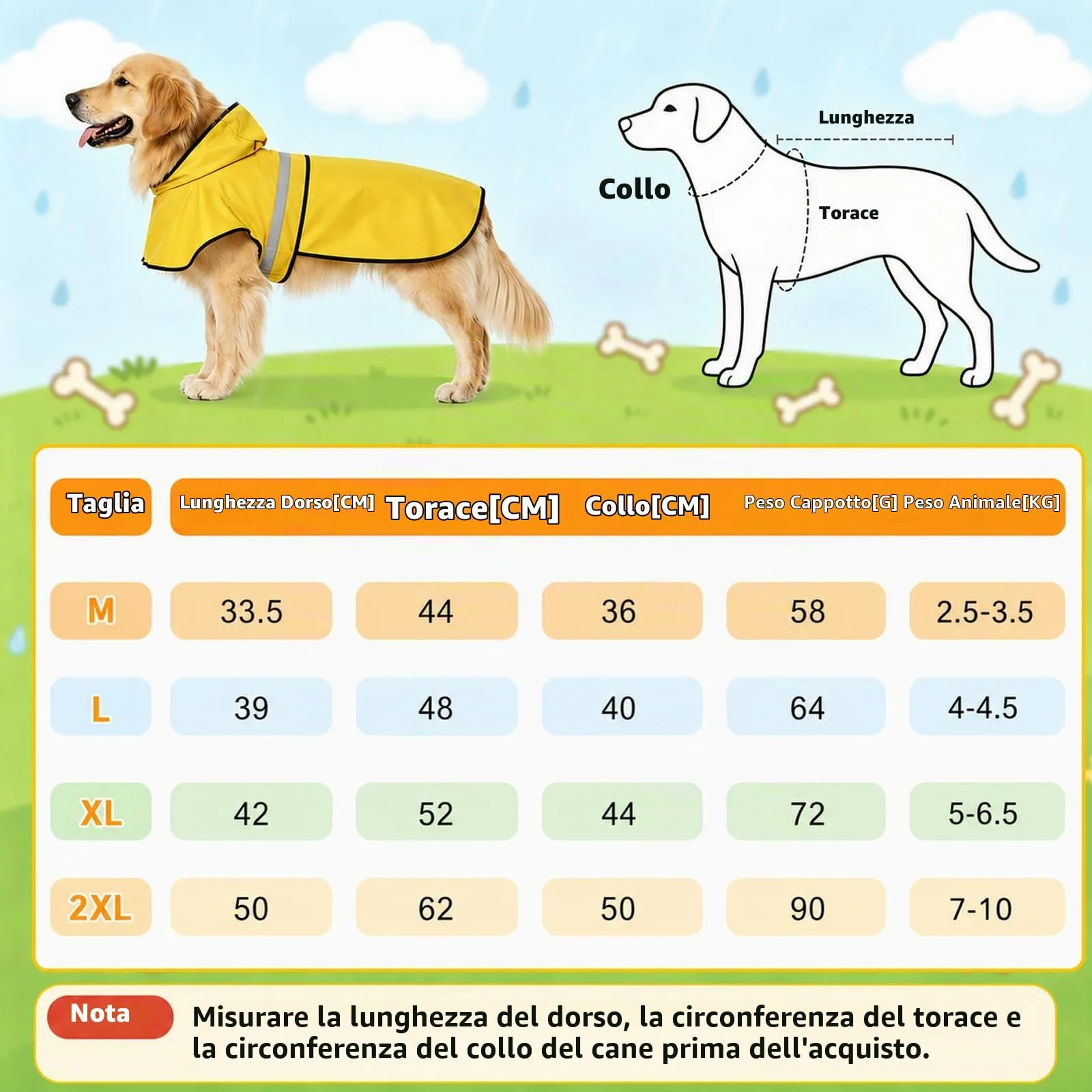 Impermeabile per Cani con Cappuccio, per il Guinzaglio, Poncho Impermeabile per Cani, Riflessivo Giacca Antipioggia, Egolabile, Ideale per Cane di Taglia Piccola, Media（L) - immagine 2