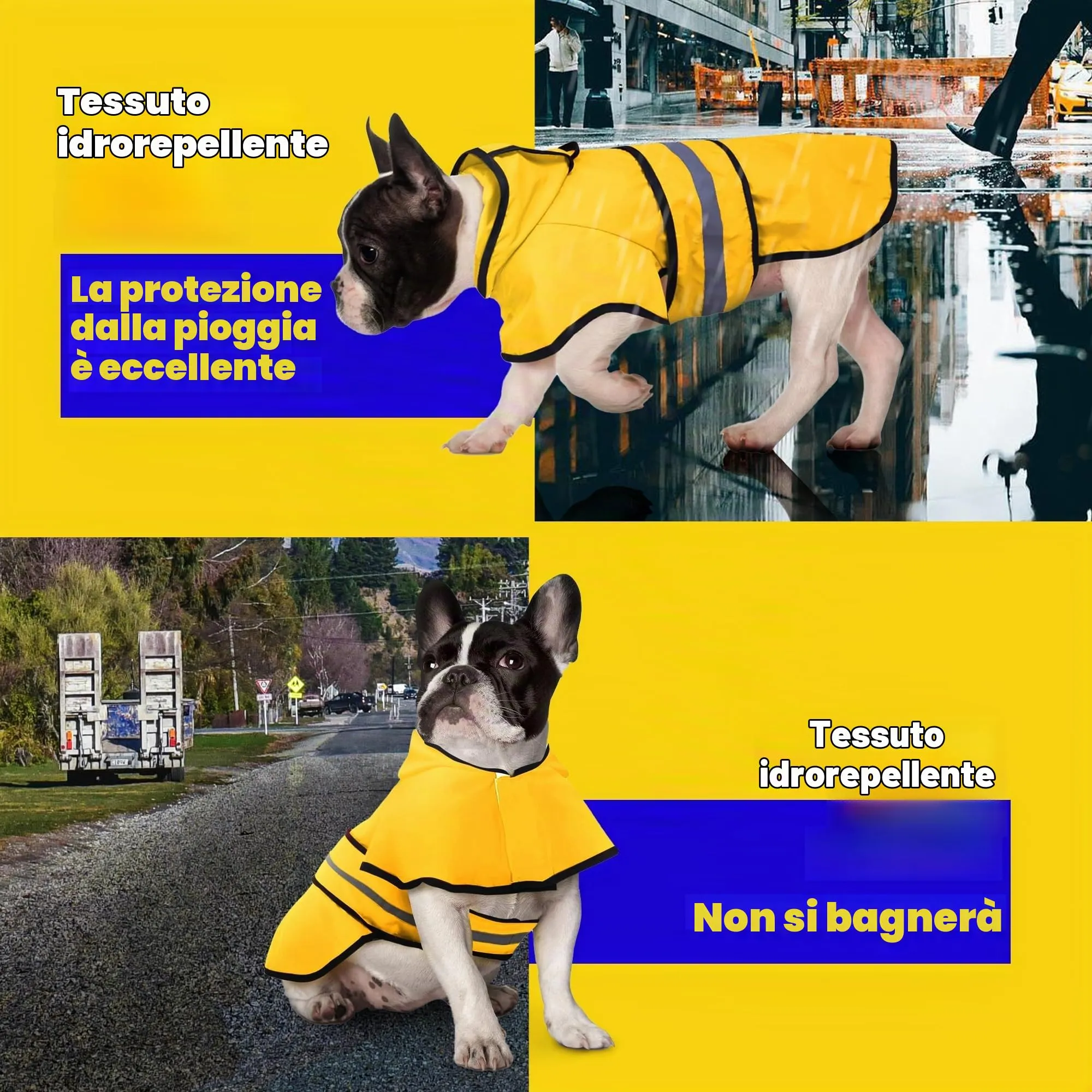 Impermeabile per Cani con Cappuccio, per il Guinzaglio, Poncho Impermeabile per Cani, Riflessivo Giacca Antipioggia, Egolabile, Ideale per Cane di Taglia Piccola, Media（L) - immagine 6