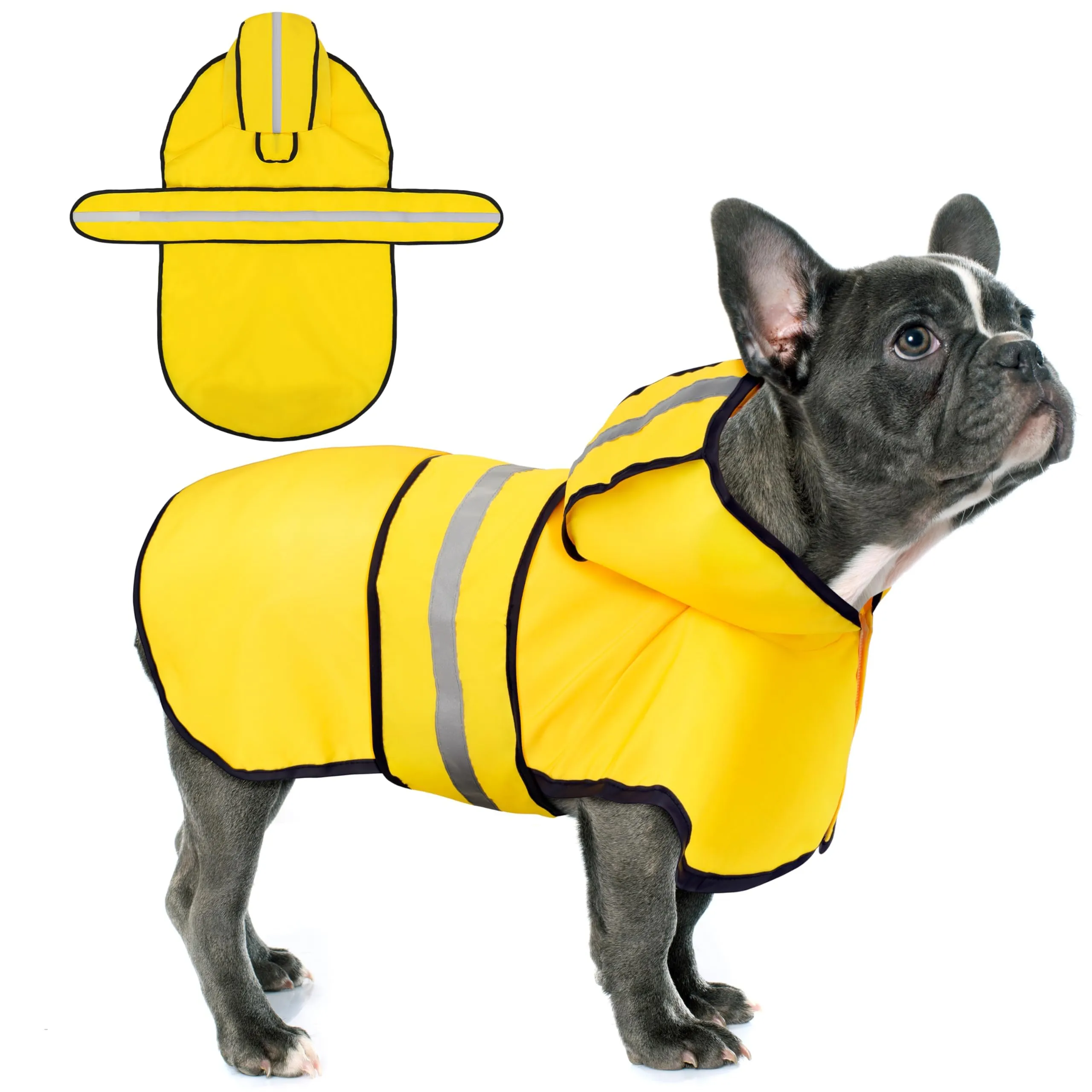 Impermeabile per Cani con Cappuccio, per il Guinzaglio, Poncho Impermeabile per Cani, Riflessivo Giacca Antipioggia, Egolabile, Ideale per Cane di Taglia Piccola, Media(M) - immagine 1