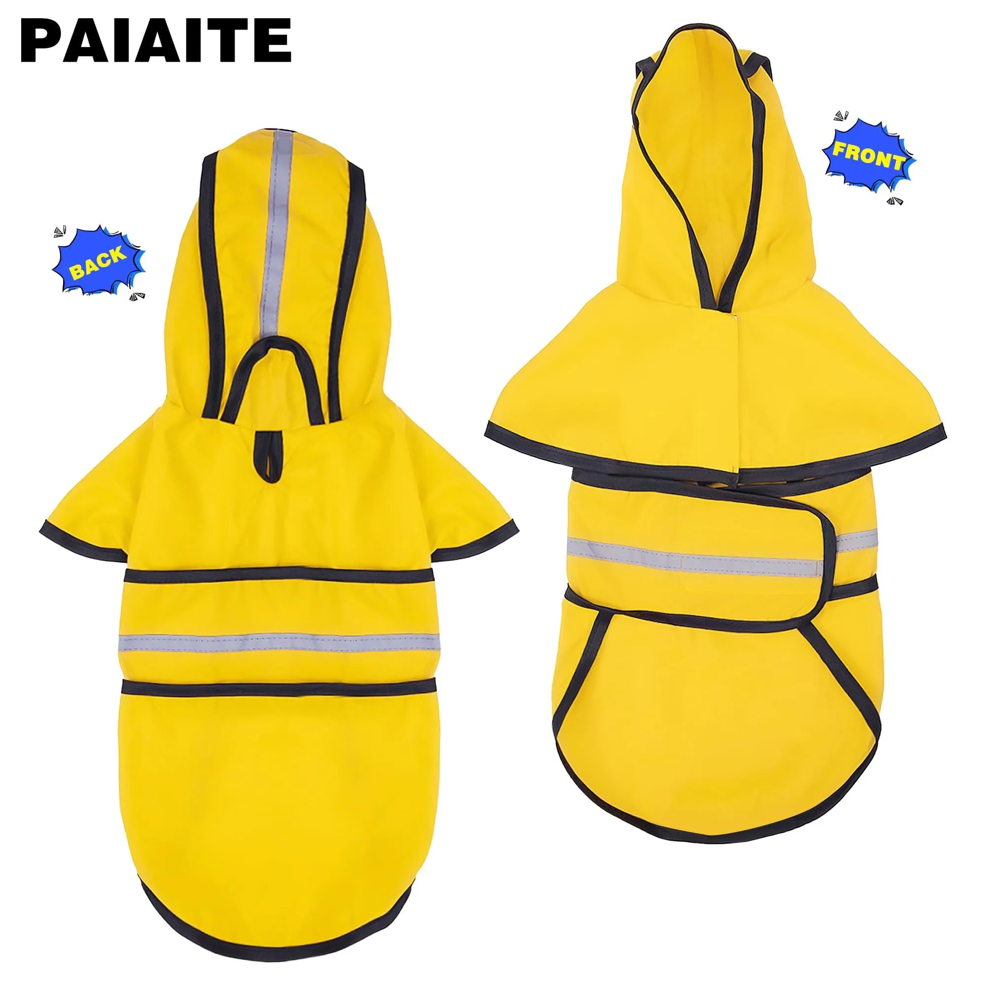Impermeabile per Cani con Cappuccio, per il Guinzaglio, Poncho Impermeabile per Cani, Riflessivo Giacca Antipioggia, Egolabile, Ideale per Cane di Taglia Piccola, Media(M) - immagine 7
