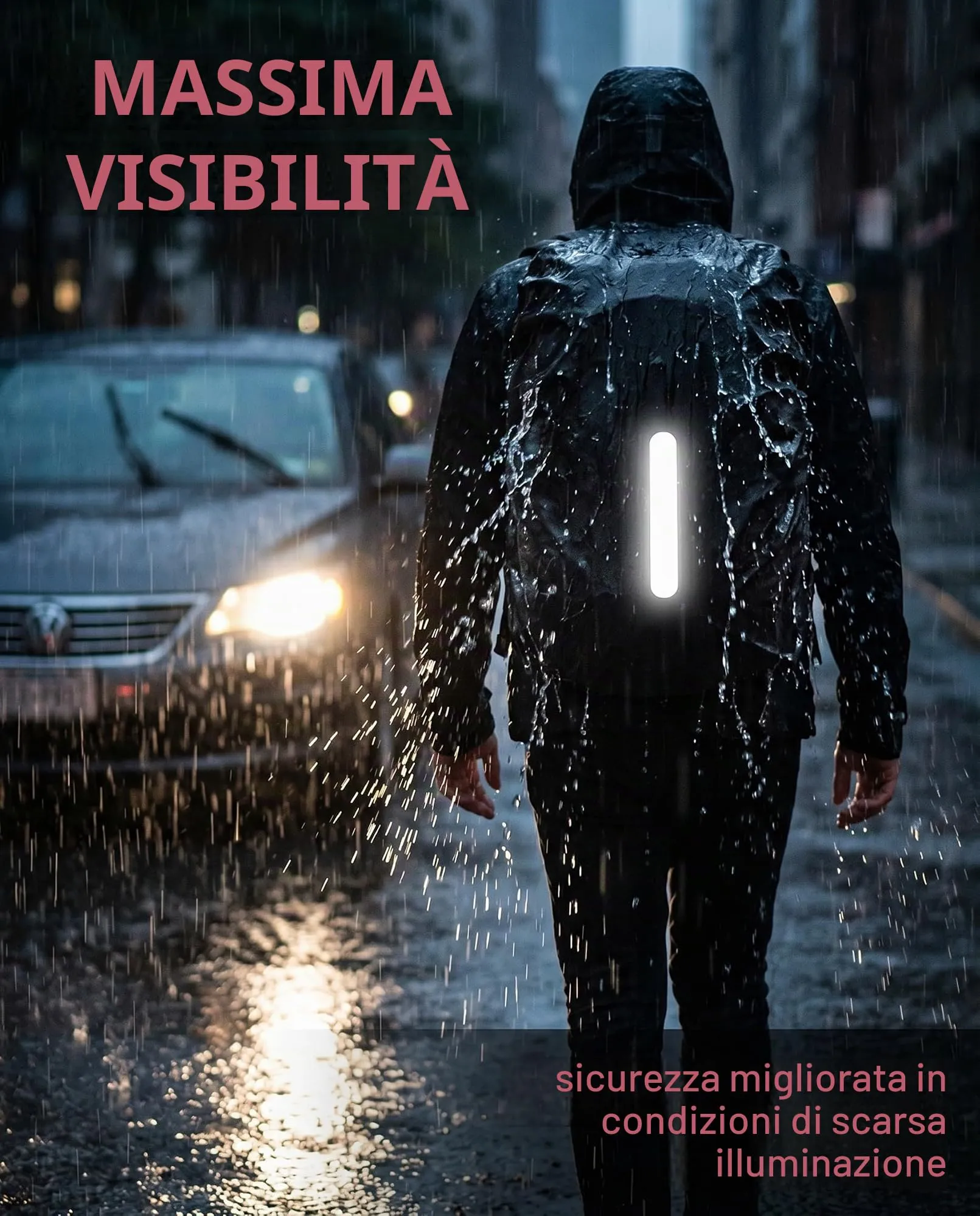 BTACGWP Coprizaino Impermeabile 2 Pezzi Nero + Rosa Magenta con Strisce Riflettenti ad Alta Visibilità, Protezione Totale contro la Pioggia per Escursionismo e Ciclismo Sicuro - immagine 4