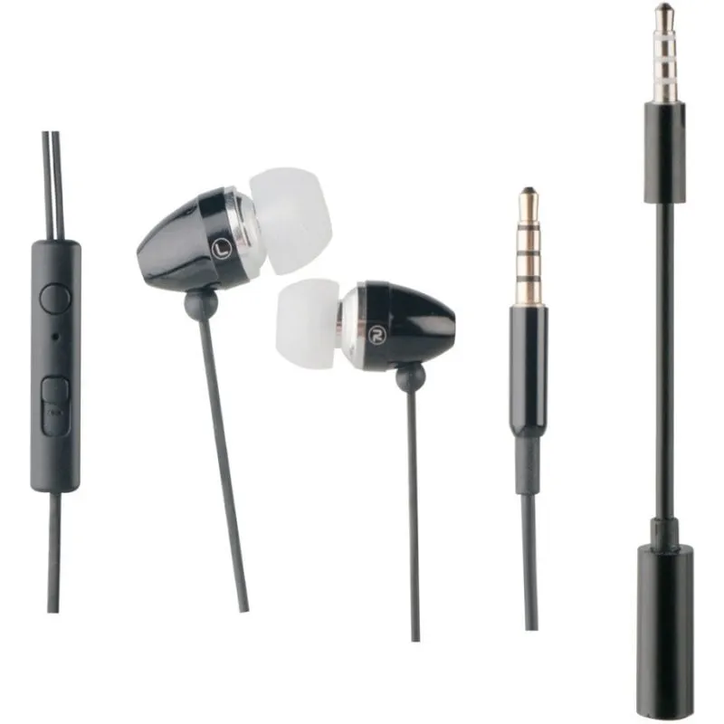 Cuffie stereo Muvit con microfono + adattatore da 3,5 mm nere - immagine 1