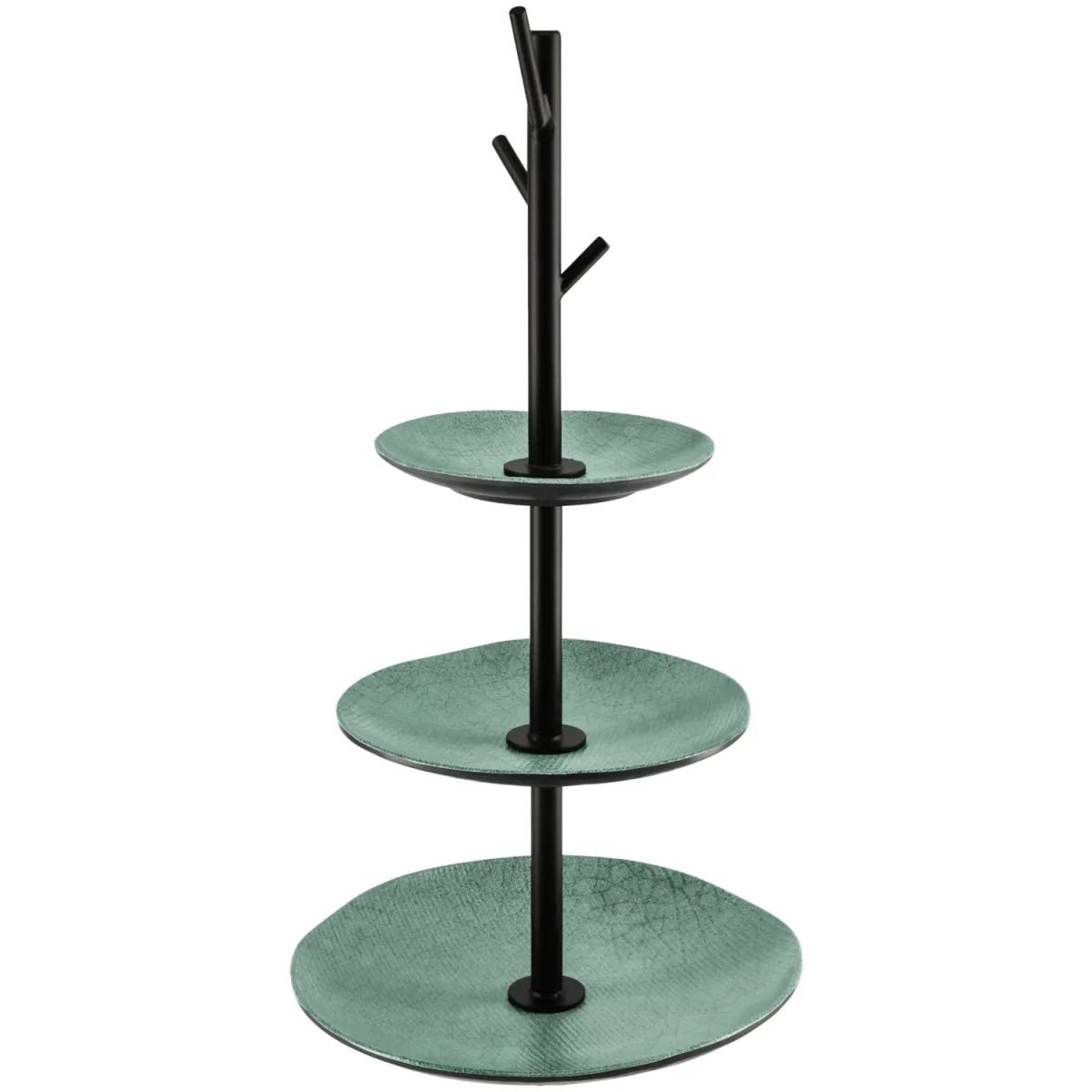 VEGA Etagere Tuska a tre ripiani, con porta brezel; 26x54.4 cm (ØxH); verde/grigio/nero; rotonda - immagine 1