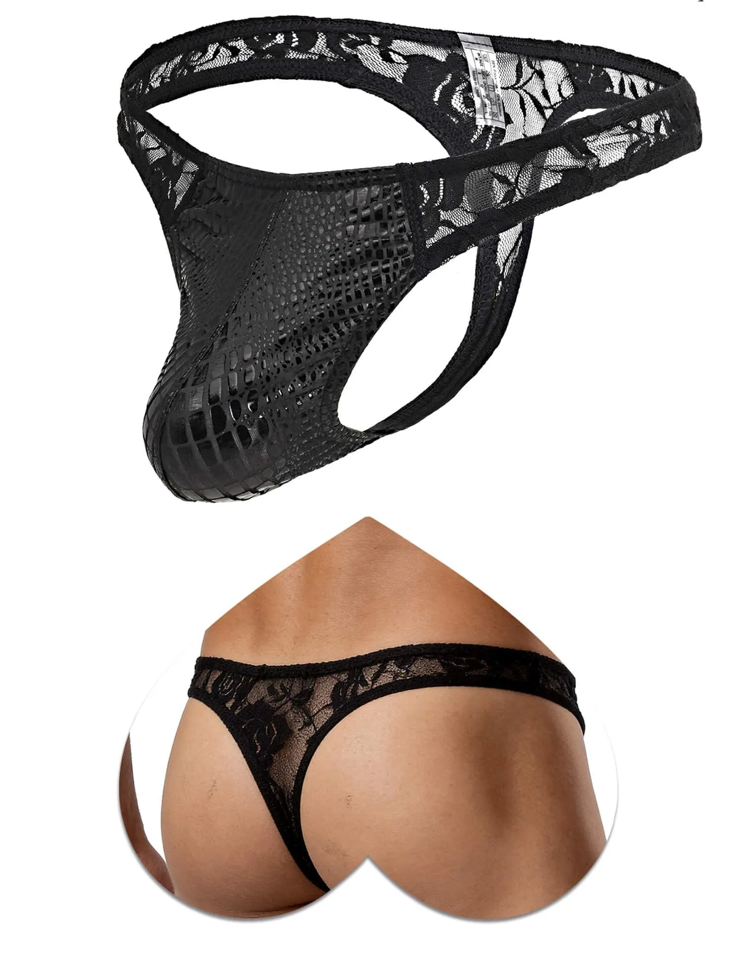 ohyeahlady Perizoma Uomo Sexyhot Gay Perizoma Filo Pelle Pu Mini Slip Uomo Vita Bassa Tanga Sexyhot Costume da Bagno Slip Thong Mutande Intimo M,Nero - immagine 1
