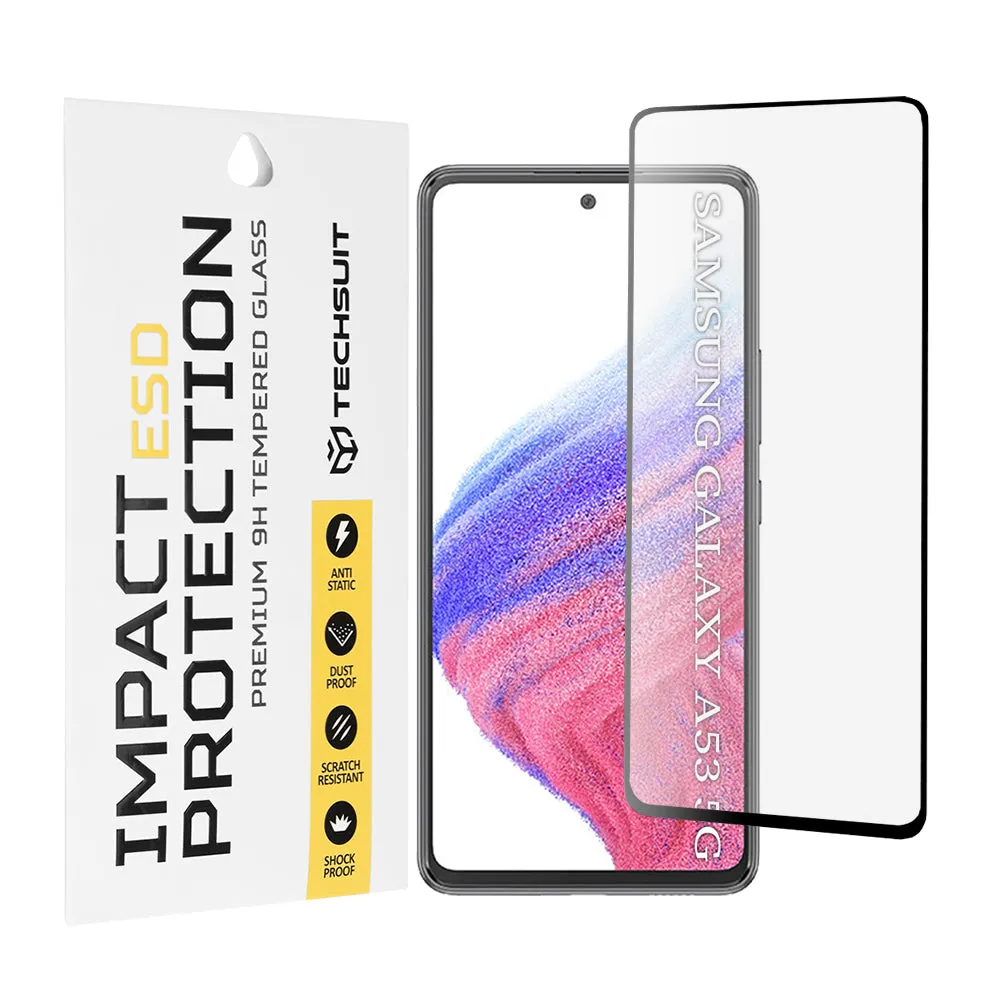 Pellicola protettiva per schermo Techsuit per Samsung Galaxy A53 5G A536, vetro temperato, Full Glue, nera - immagine 1