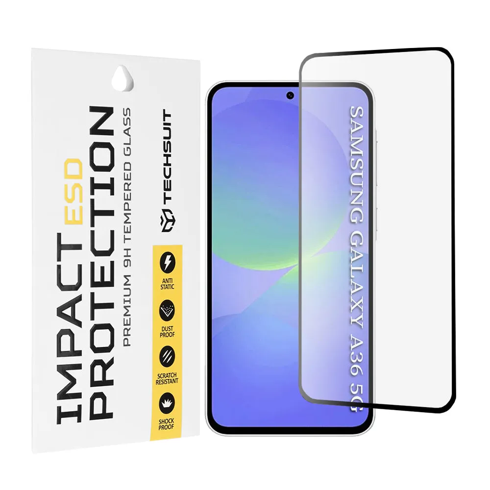 Pellicola protettiva per schermo Techsuit per Samsung Galaxy A56 A566 / A36 A366, Vetro temperato, Full Glue, Nero - immagine 1