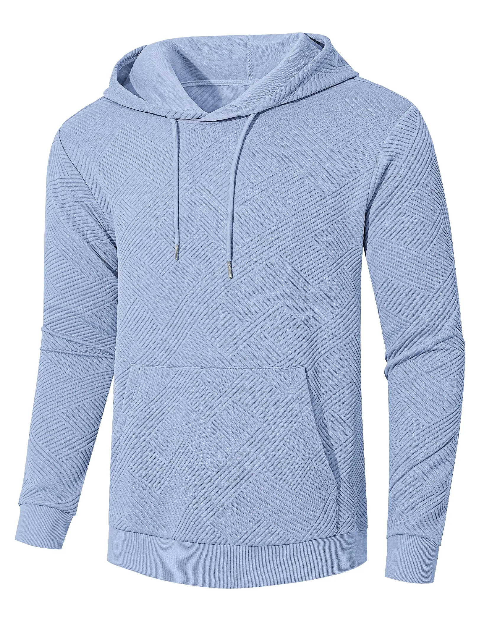 TARAINYA Felpa con Cappuccio Uomo Cotone Hoodie Blu chiaro 3XL - immagine 4