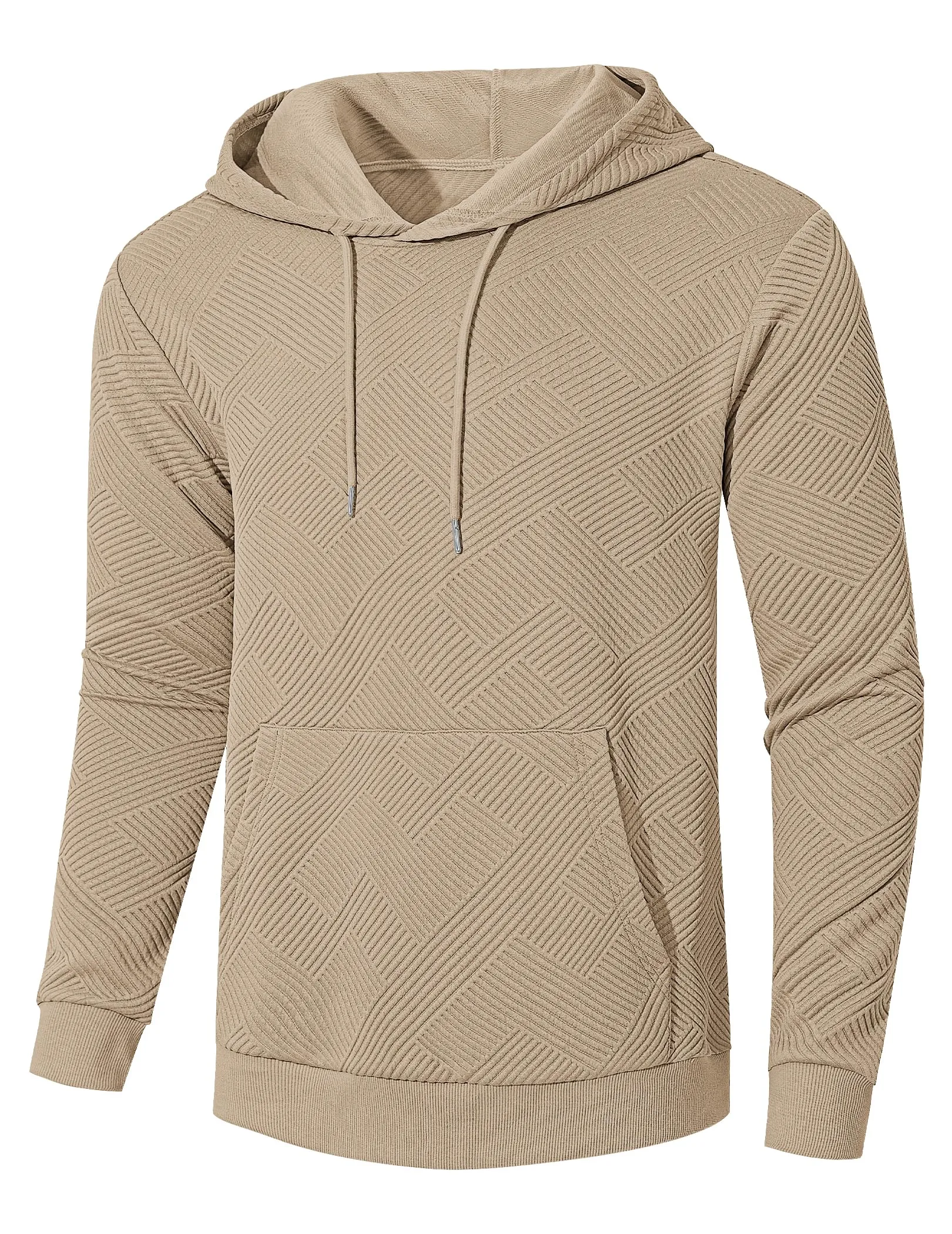 TARAINYA Felpa con Cappuccio Uomo Cotone Hoodie Cachi chiaro XL - immagine 4