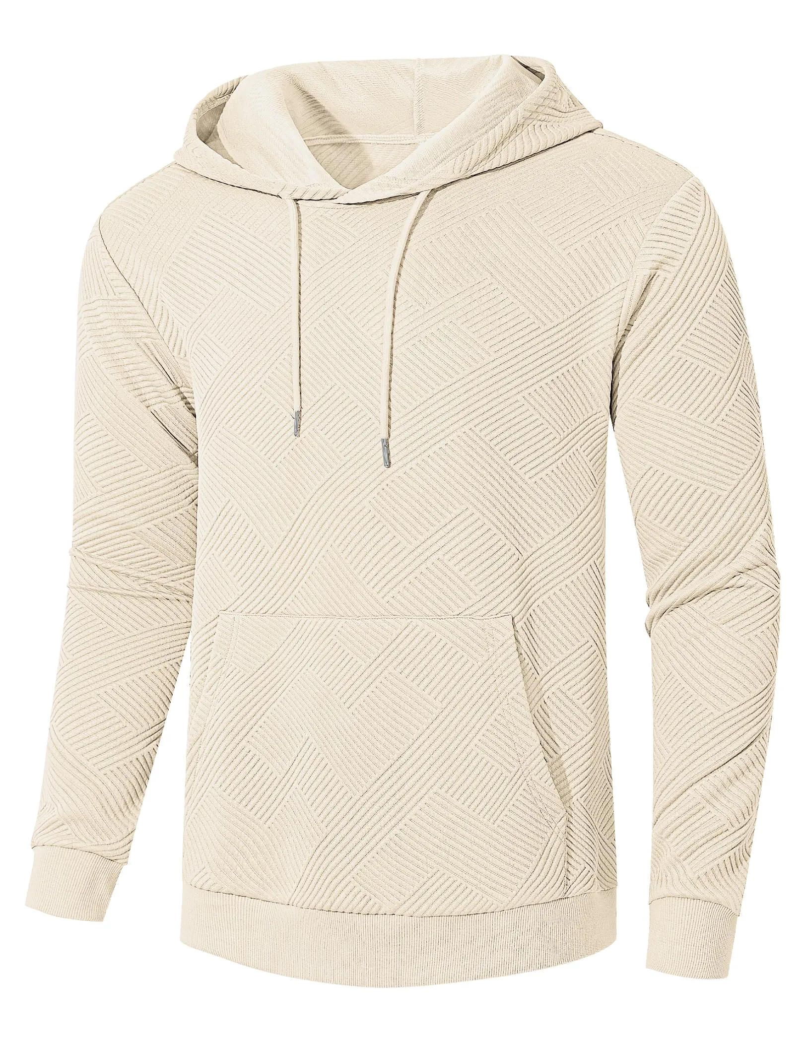 TARAINYA Felpa con Cappuccio Uomo Cotone Hoodie Beige L - immagine 4
