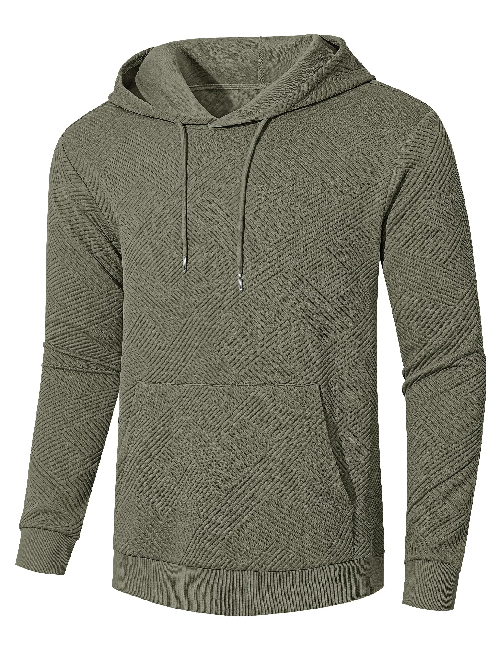 TARAINYA Felpa con Cappuccio Uomo Cotone Hoodie Verde militare XL - immagine 4