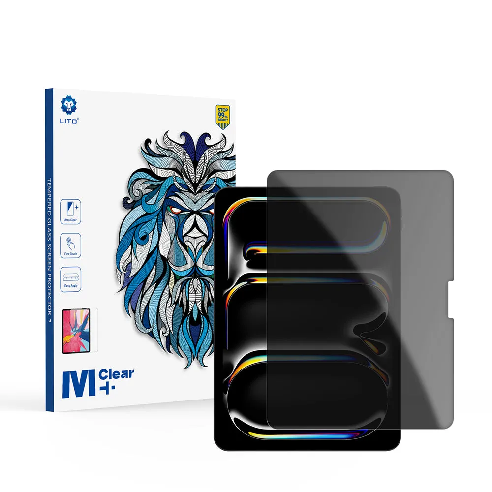 Pellicola protettiva per schermo Privacy Lito Classic per Apple iPad Pro 11 (2024), Vetro temperato, Full Glue, 2.5D - immagine 1