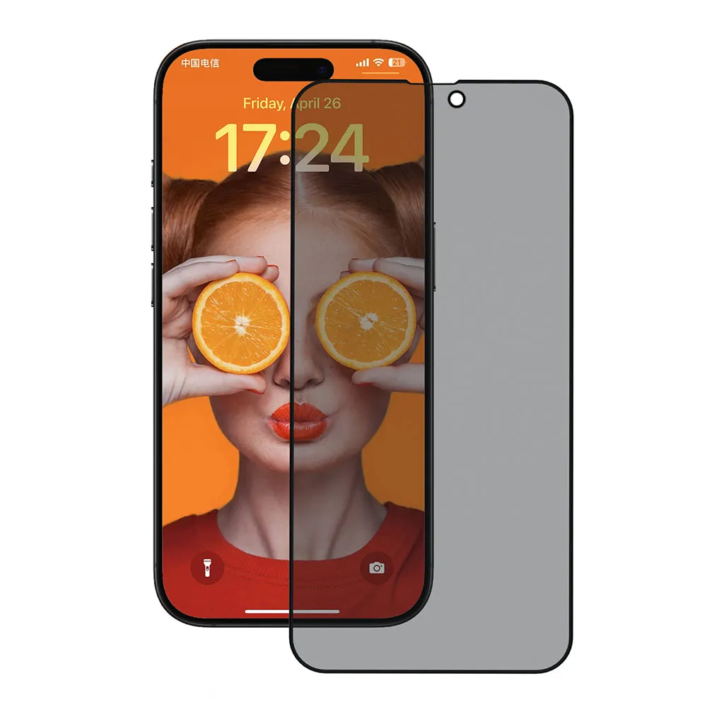 Pellicola Protettiva Schermo Privacy Anank 3X Rinforzata per Apple iPhone 16 Pro, Vetro Temperato, Colla Completa, 2.5D - immagine 1
