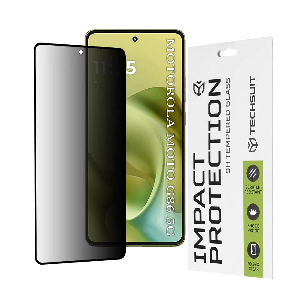 Pellicola protettiva per schermo Privacy Techsuit per Motorola Moto G86, Vetro temperato, Full Glue, 111D - immagine 1