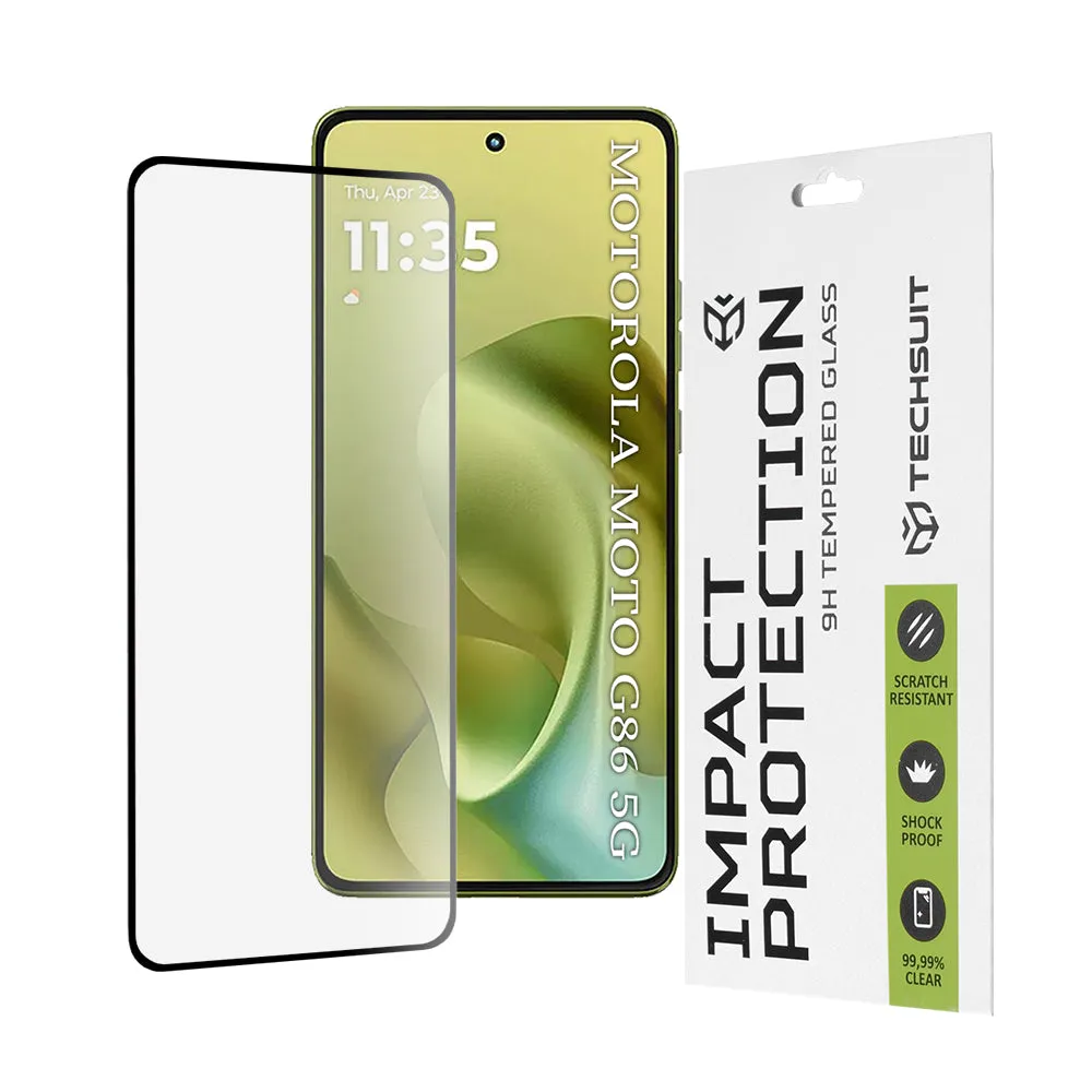 Pellicola protettiva per schermo Techsuit per Motorola Moto G86, Vetro temperato, Full Glue, 111D, Nero - immagine 1