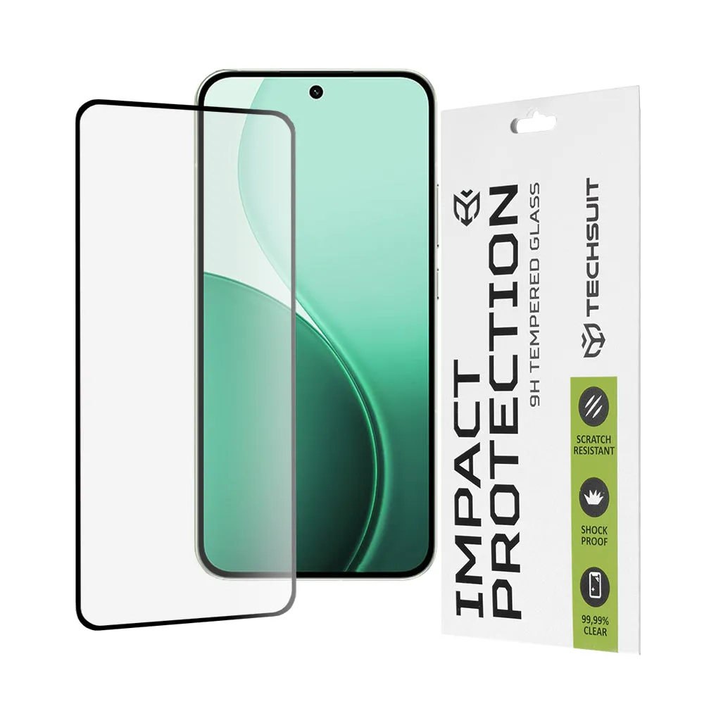 Pellicola protettiva per schermo Techsuit per Oppo Reno14, Vetro temperato, Full Glue, 111D, Nero - immagine 1