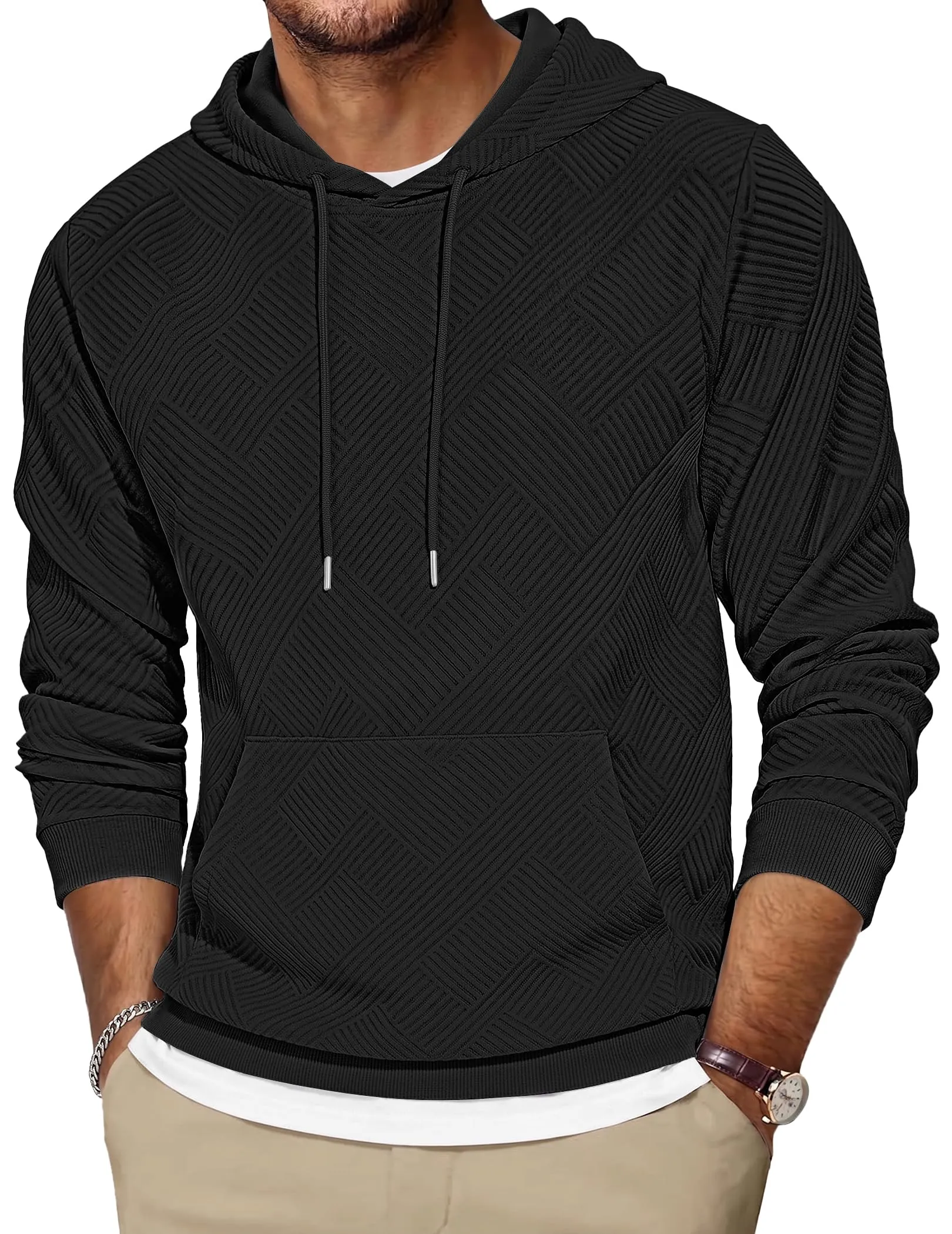 TARAINYA Felpa con Cappuccio Uomo Cotone Hoodie Nero 3XL - immagine 1